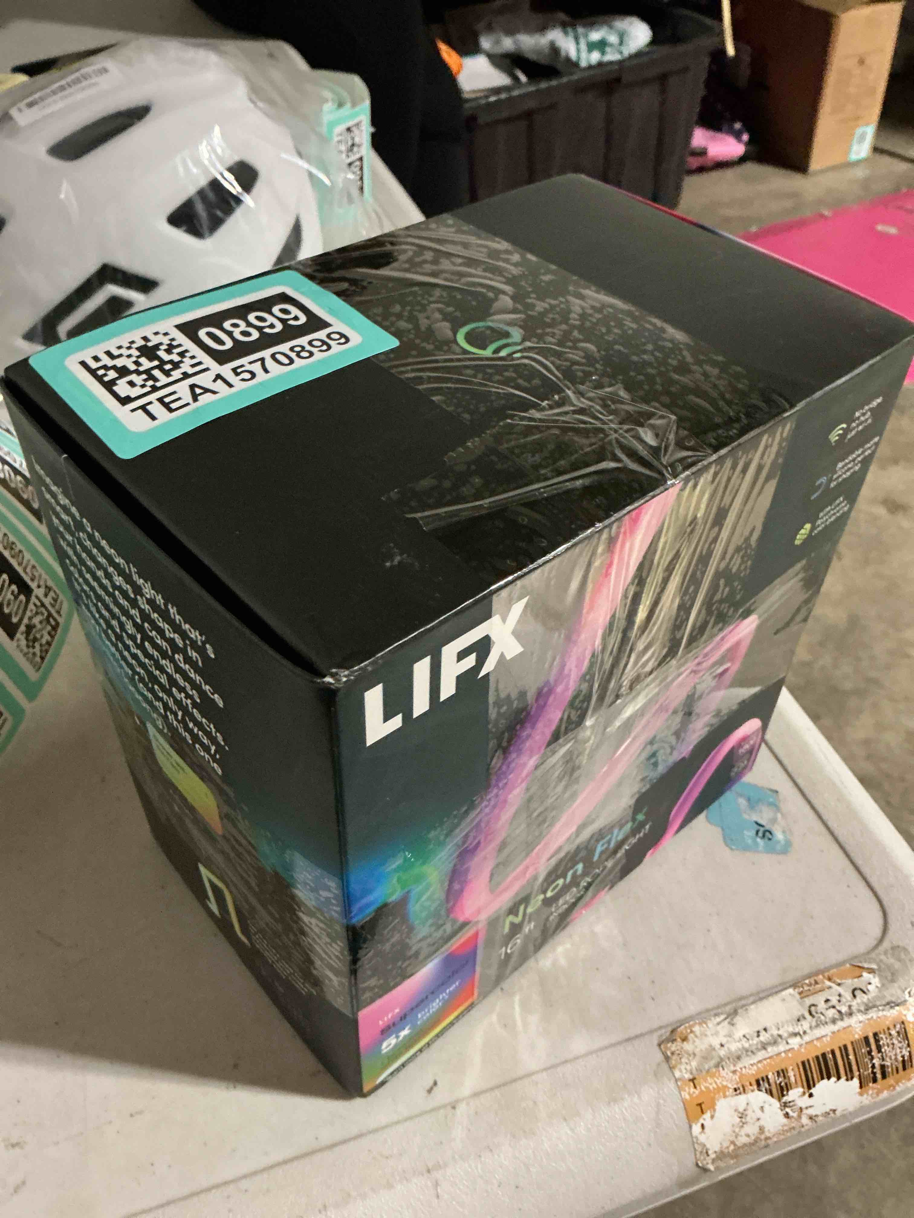 Condition photo showing As Is for lifx supercolor neon flex light strip, 16ft bendable rgbw led smart neon, 60 addressable color zones with polychrome, wi-fi no hub required, compatible with alexa, google, apple homekit, lfxneon16 16ft indoor