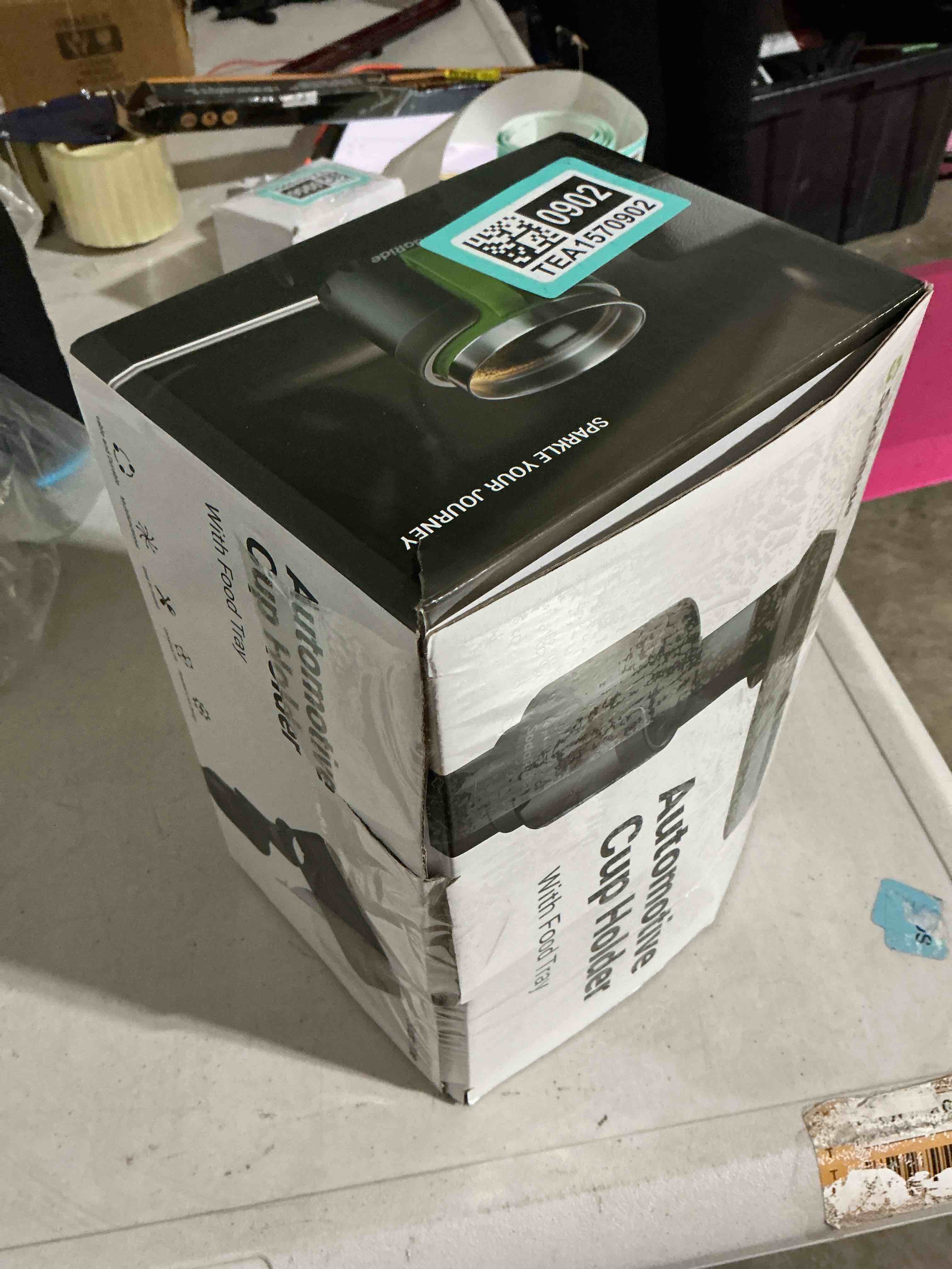 Condition photo showing As Is for sodaride car cup holder tray -expander- 3 in 1 detachable food table tray with solid base - road trip essentials accessories gadgets - fits yeti, hydro flask 32/40 oz 1 cup holder + 1 tray