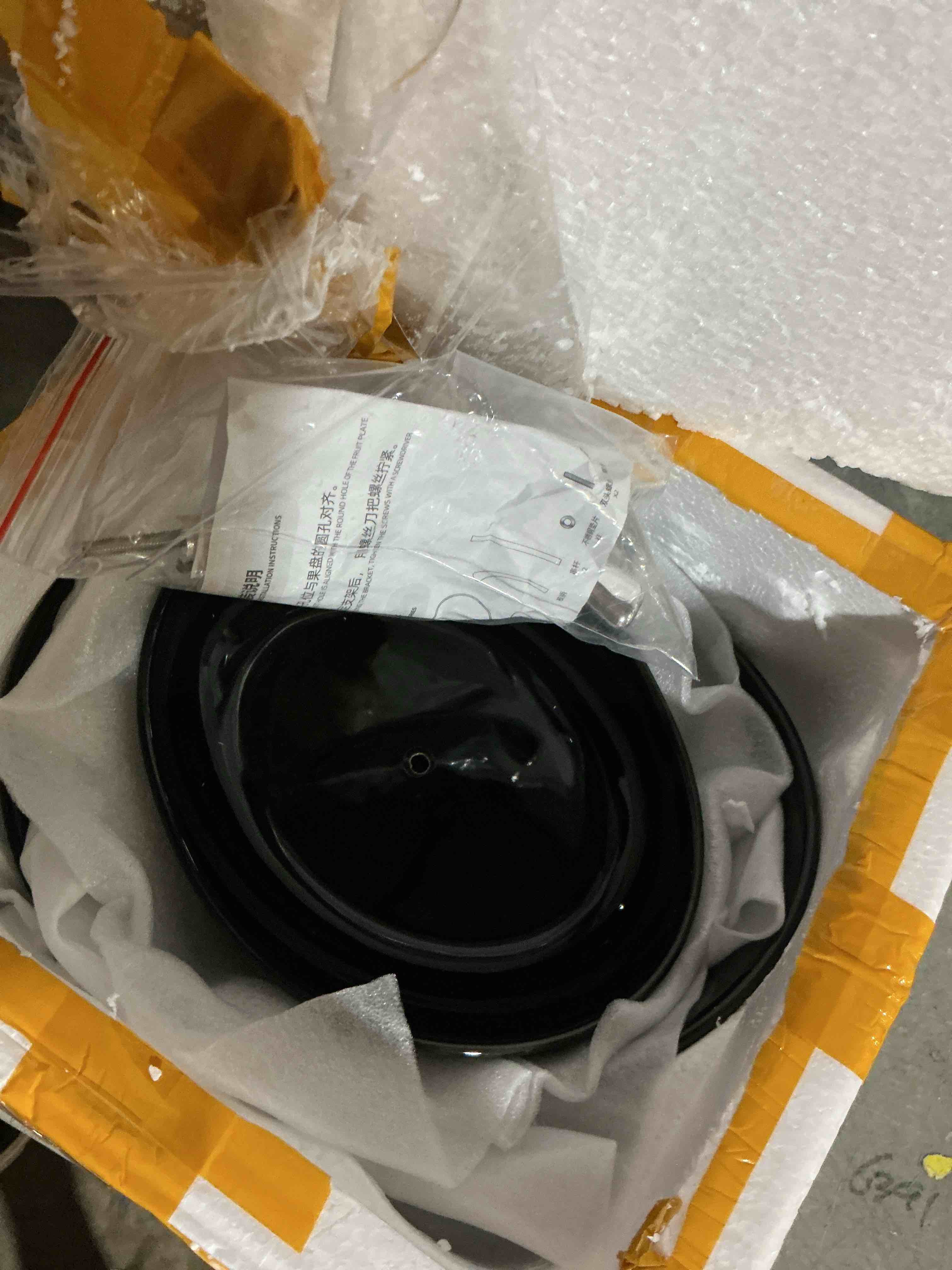 Condition photo showing As Is for (no screw) ceramic tiered fruit bowl, cute decorative snack plate for coffee table, layer dessert tray for kitchen counter, christmas serving fruit display (black-double layer)