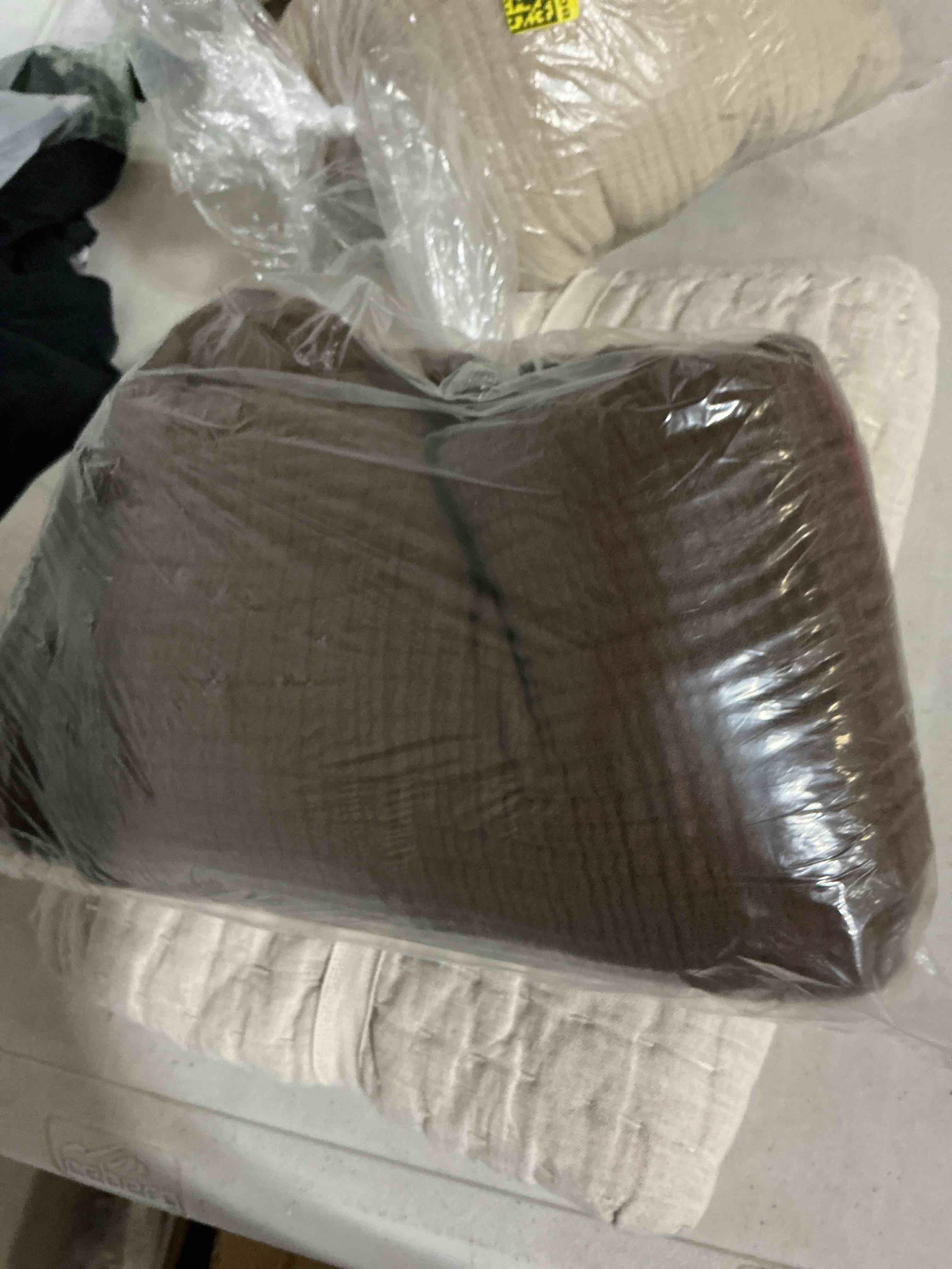Condition photo showing As Is for organic cotton gauze dream quilt set, full/queen, chocolate- only cover pillows