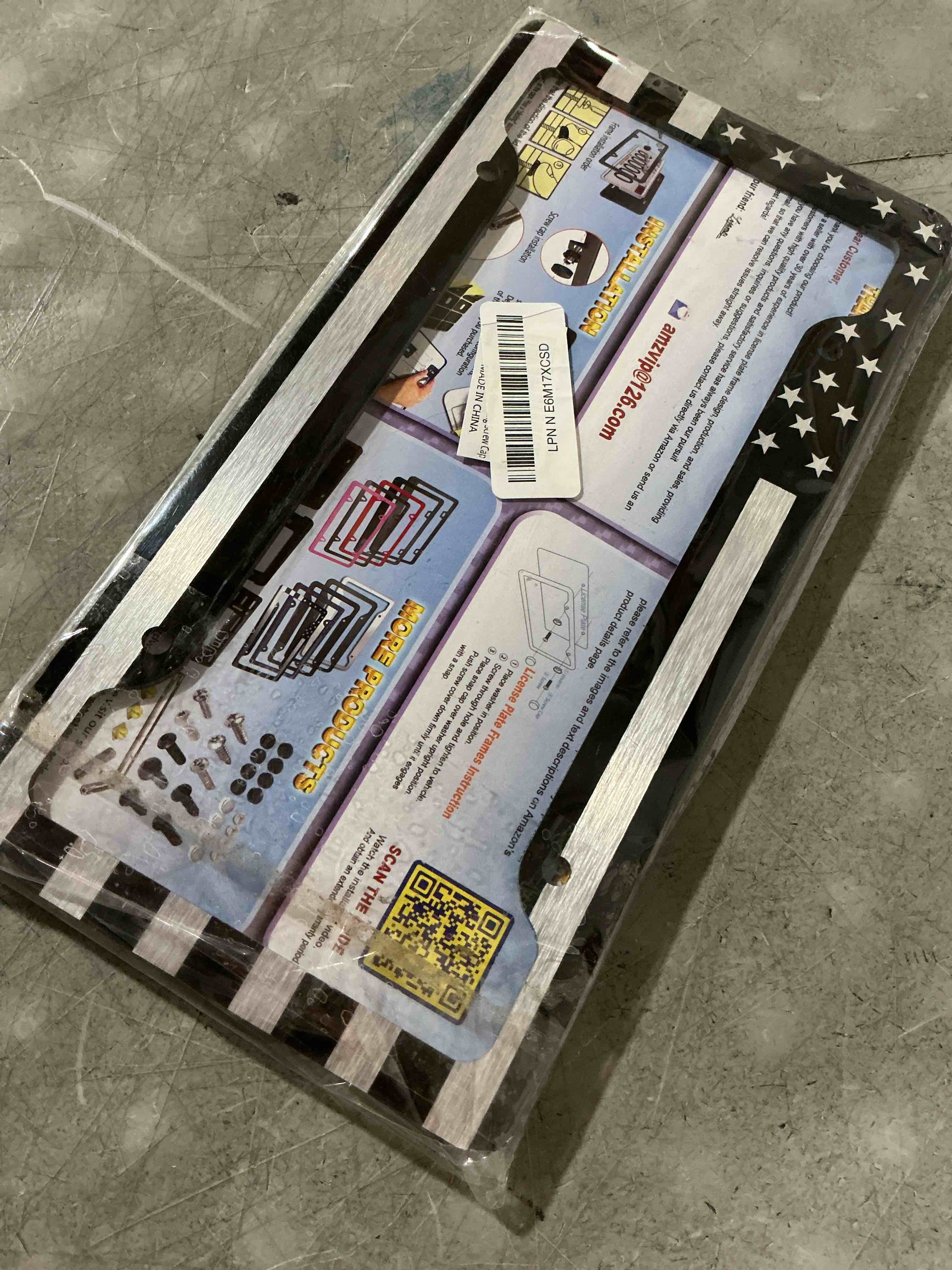 Condition photo showing New/Like New for bggtmo black american flag license plate frames- 2 pack front rear patriotic usa stars and stripes aluminum car tag holder with screws black aluminum