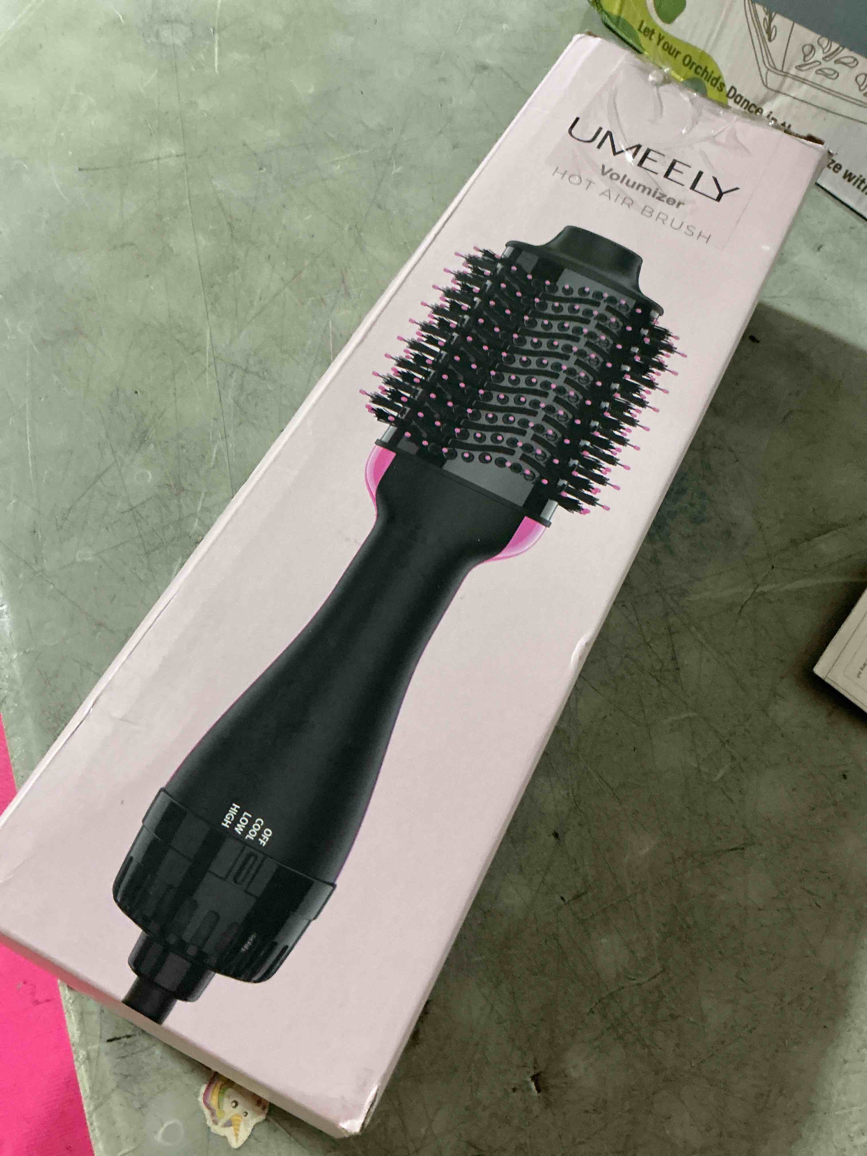Condition photo showing As Is for hair dryer brush blow dryer brush in one, upgraded 4 in 1 hair dryer and styler volumizer with negative ion anti-frizz ceramic titanium barrel hot air hair straightener brush black/pink