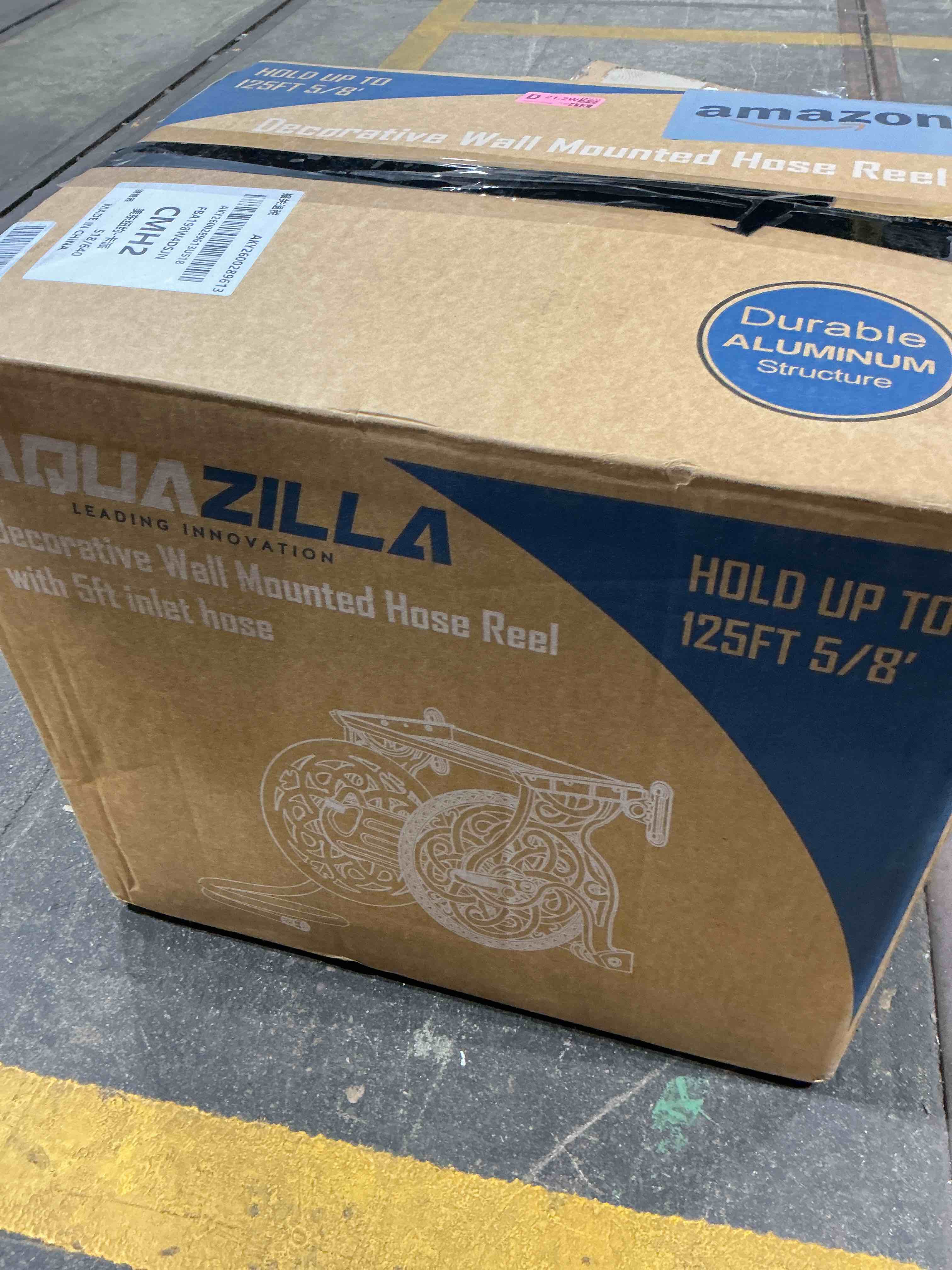 Condition photo showing Good Condition for metal decorative garden hose reel, heavy duty hose holder for outside, aluminum frame, no-leak aluminum water system, easy assmbly, wall mount, holds 135 ft x 5/8" hose storage, dark bronze