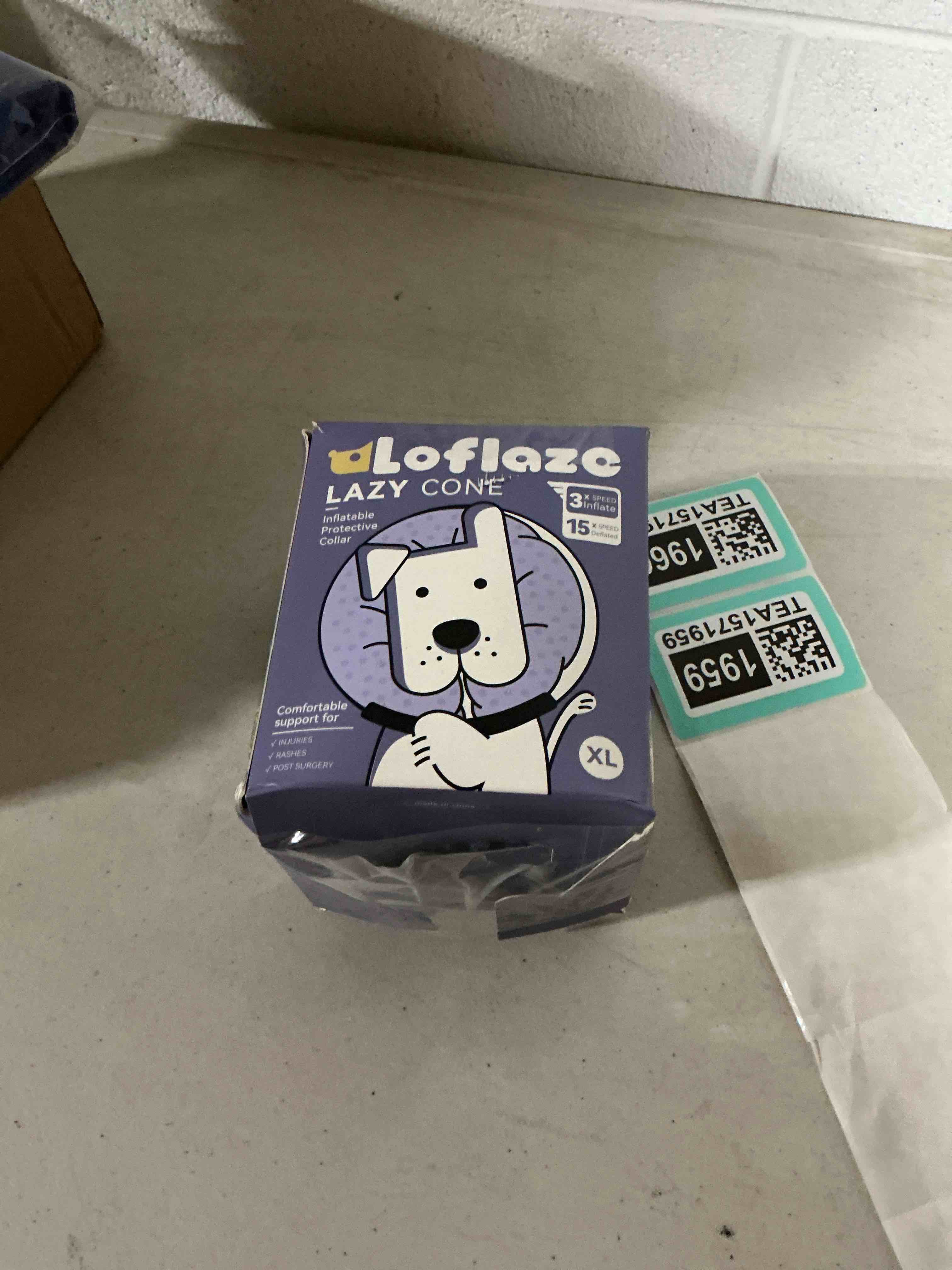 Condition photo showing As Is for inflatable dog cone collar - dog neck donut cone collar alternative after surgery - soft cone for large medium small dogs cats - alternative recovery e collar (blue, m) m[neck:7"-10"] blue