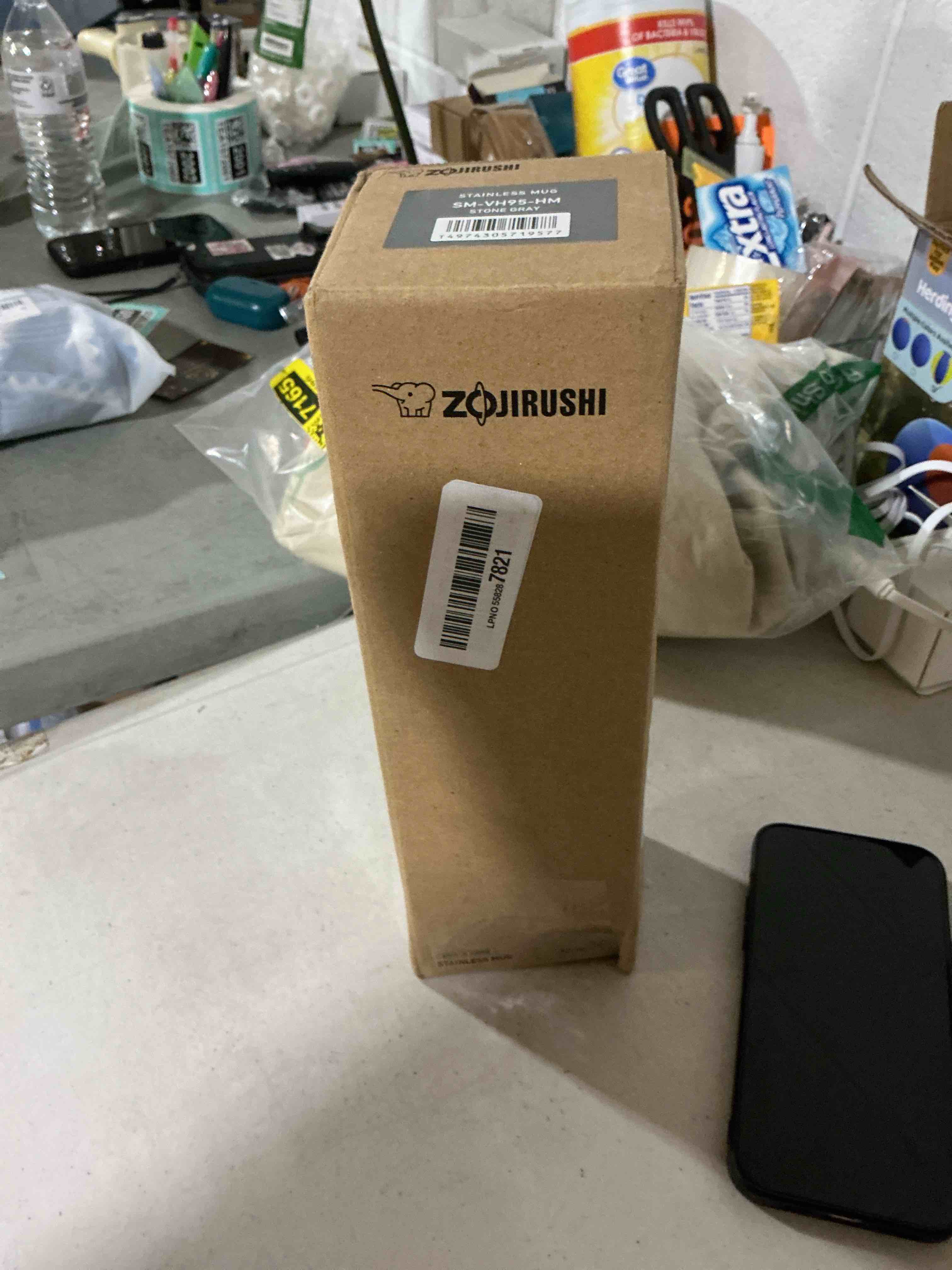 Condition photo showing As Is for zojirushi sm-vh95-hm gocafe insulated stainless steel mug, 32-ounce (.95 liter), pfas-free & bpa-free 32 ounces stone gray