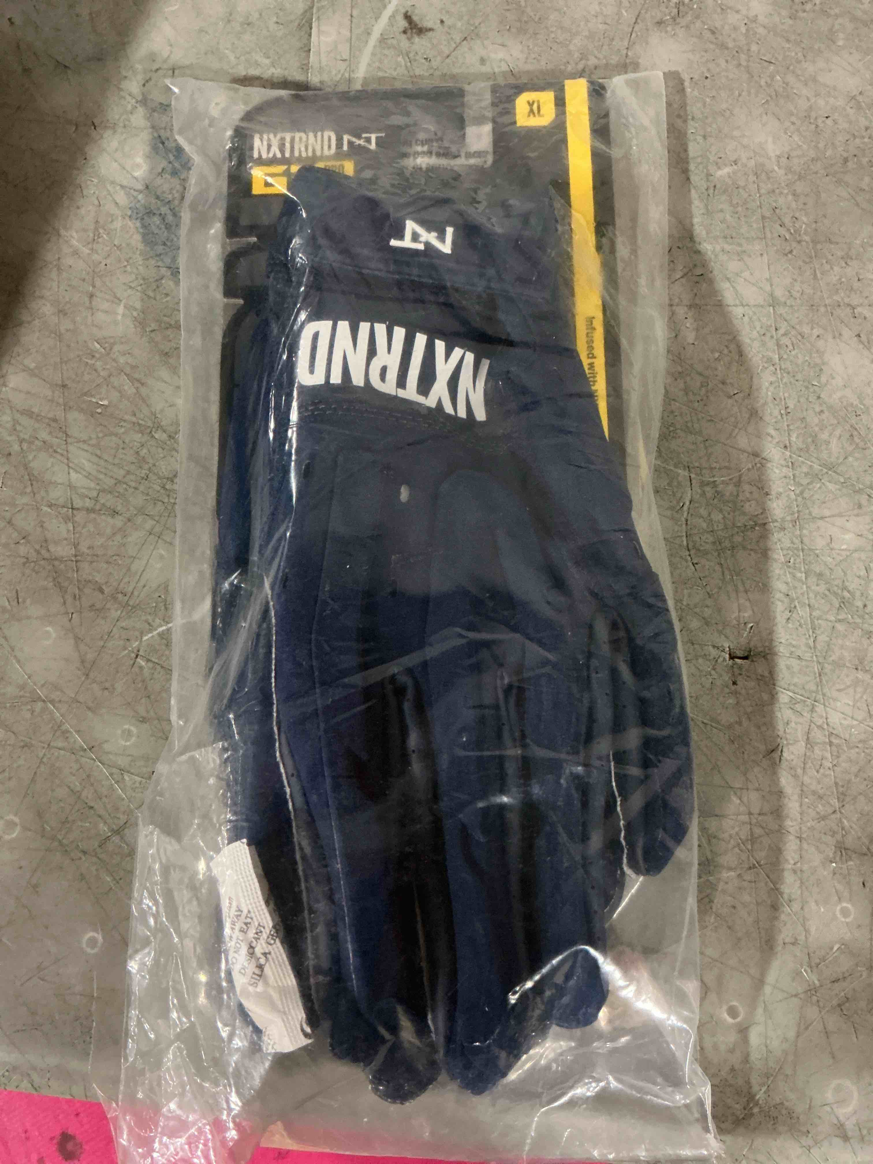Condition photo showing New/Like New for nxtrnd g3 pro padded football gloves, sticky padded receiver & lineman gloves navy blue/pro x-large