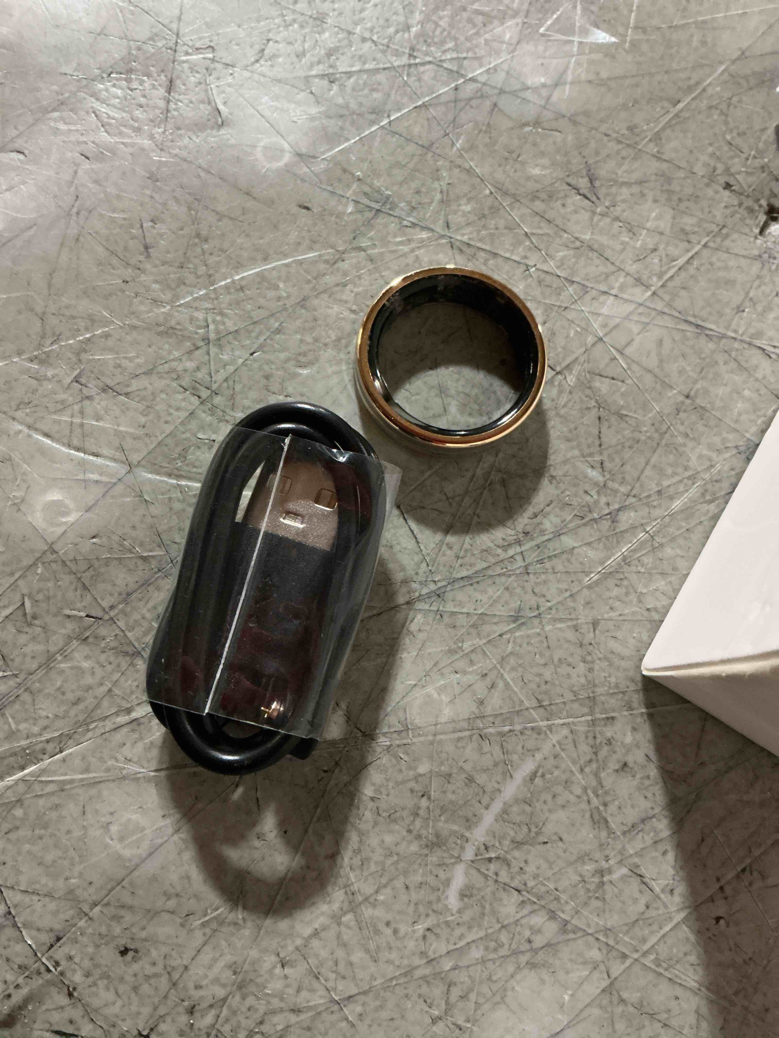 Condition photo showing As Is for smart ring for men women fitness tracker ring with sleep monitor heart rate tracking gesture control activity tracker health ring ceramic metal smart ring gift for couples waterproof ultra-thin 6.3mm gold #9(2.34 inch)