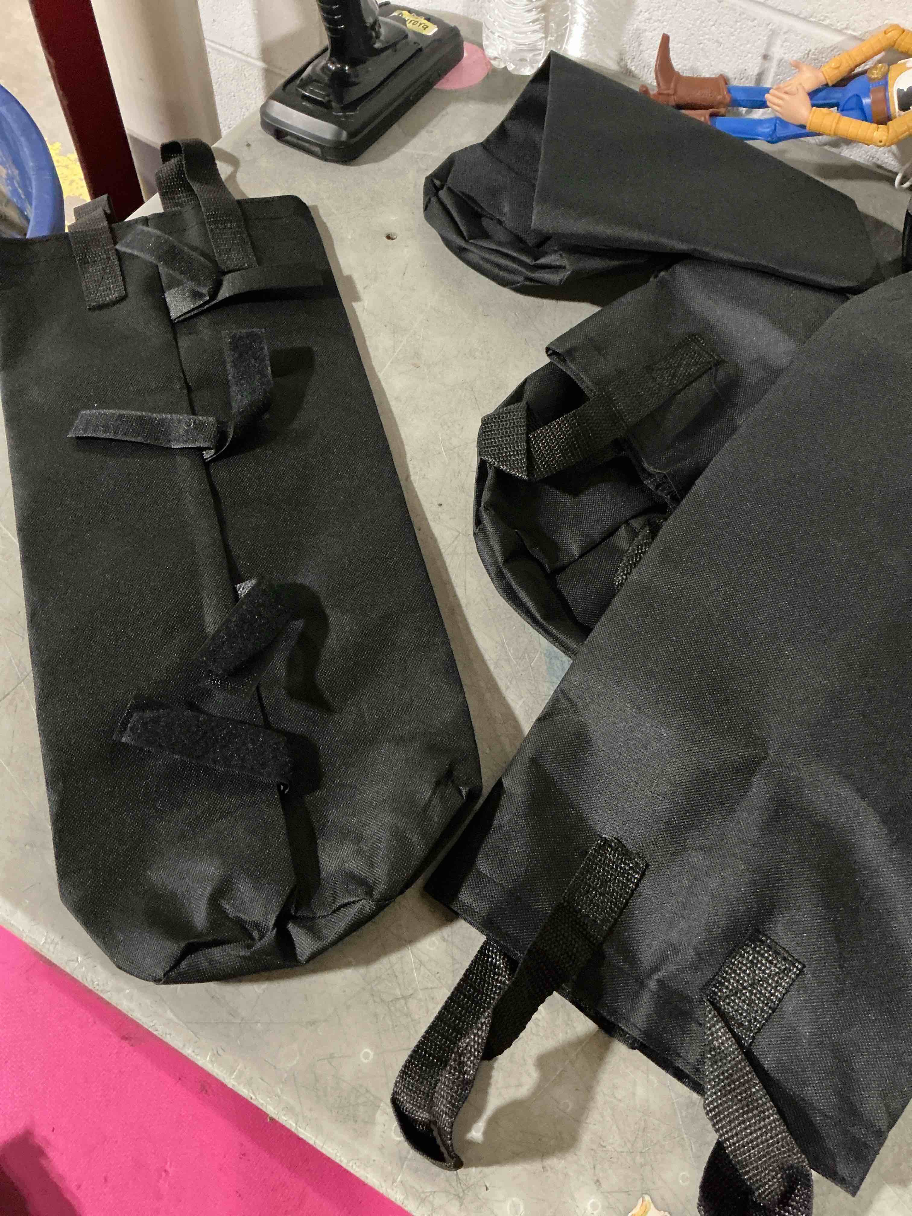 Condition photo showing New/Like New for 4 sand bags for weight, heavy duty sandbags for canopy legs, extra large pop up tent weights, canopy weight bags for gazebo, outdoor sun shelter, umbrella - black, 6"×20", without sand