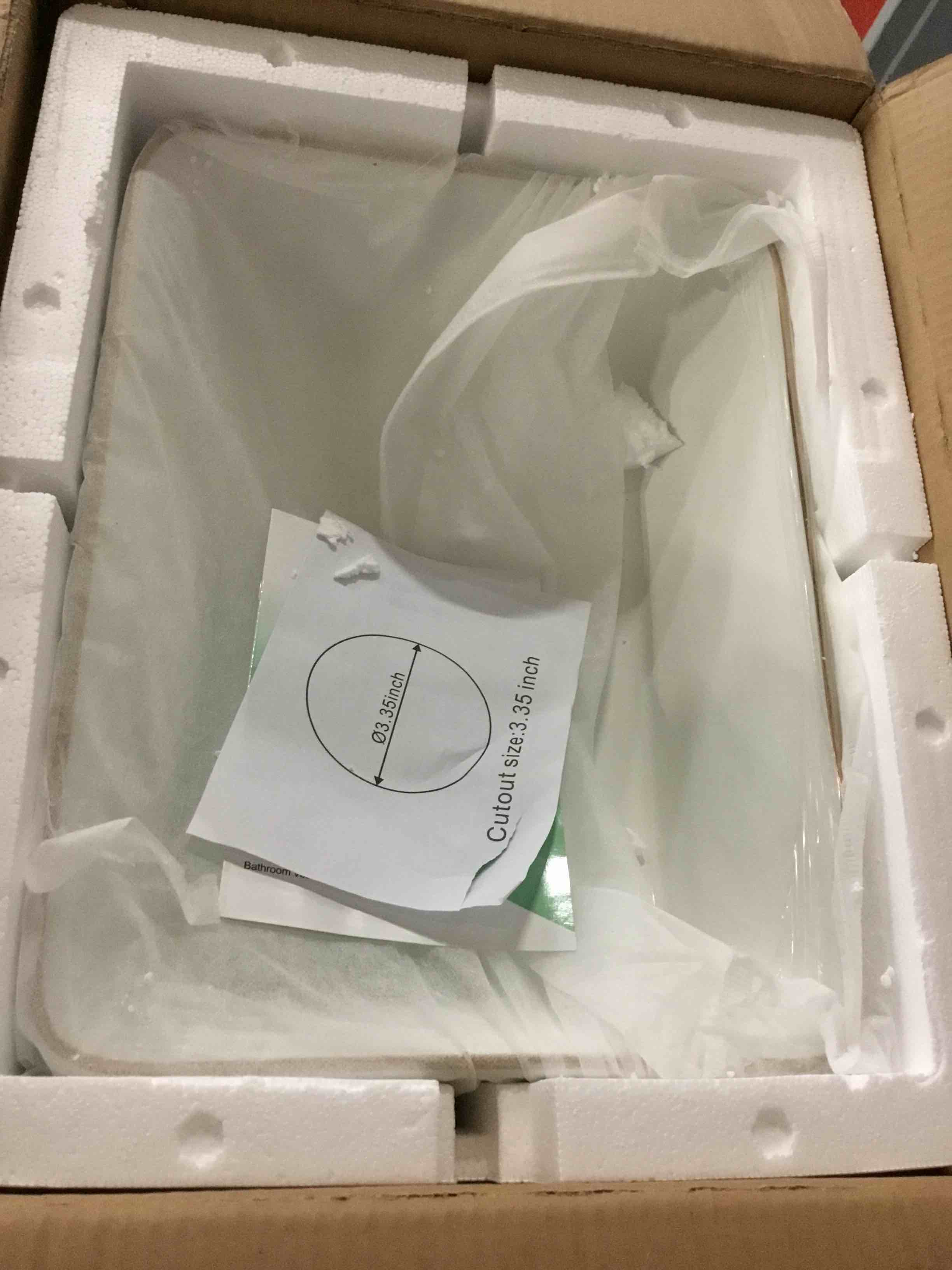 Condition photo showing New/Like New for dcolora white with gold trim vessel sink rectangle 16"x12" bathroom vessel sink rectangular above counter ceramic porcelain lavatory vanity sink bowl basin