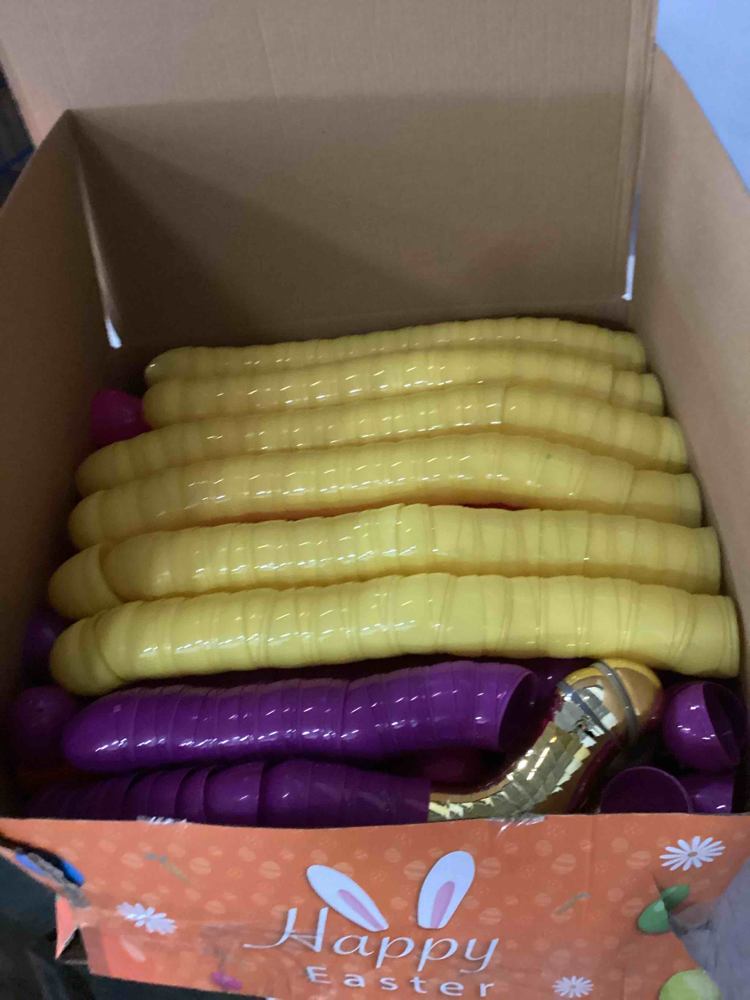 Condition photo showing Good Condition for easter eggs 500 pcs bulk, 2.4" plastic fillable easter eggs set with 12 golden eggs, colorful empty eggs for kids easter egg hunt classroom prizes basket stuffers easter party favors