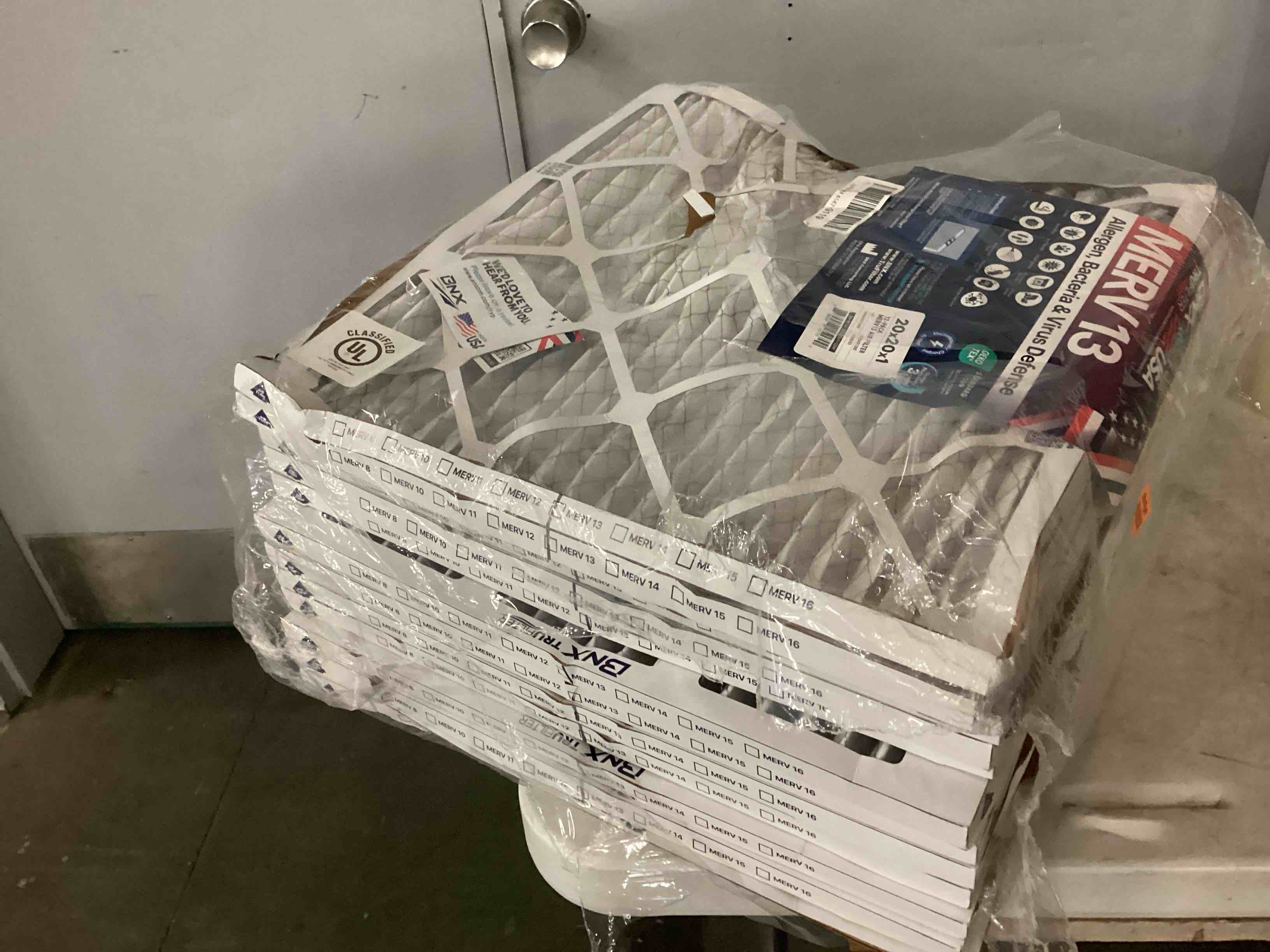 Condition photo showing As Is for bnx trufilter 20x20x1 merv 13 (12-pack) ac furnace air filter - made in usa - electrostatic pleated air conditioner hvac ac furnace filters - removes pollen, mold, bacteria, smoke 20x20x1 12-pack