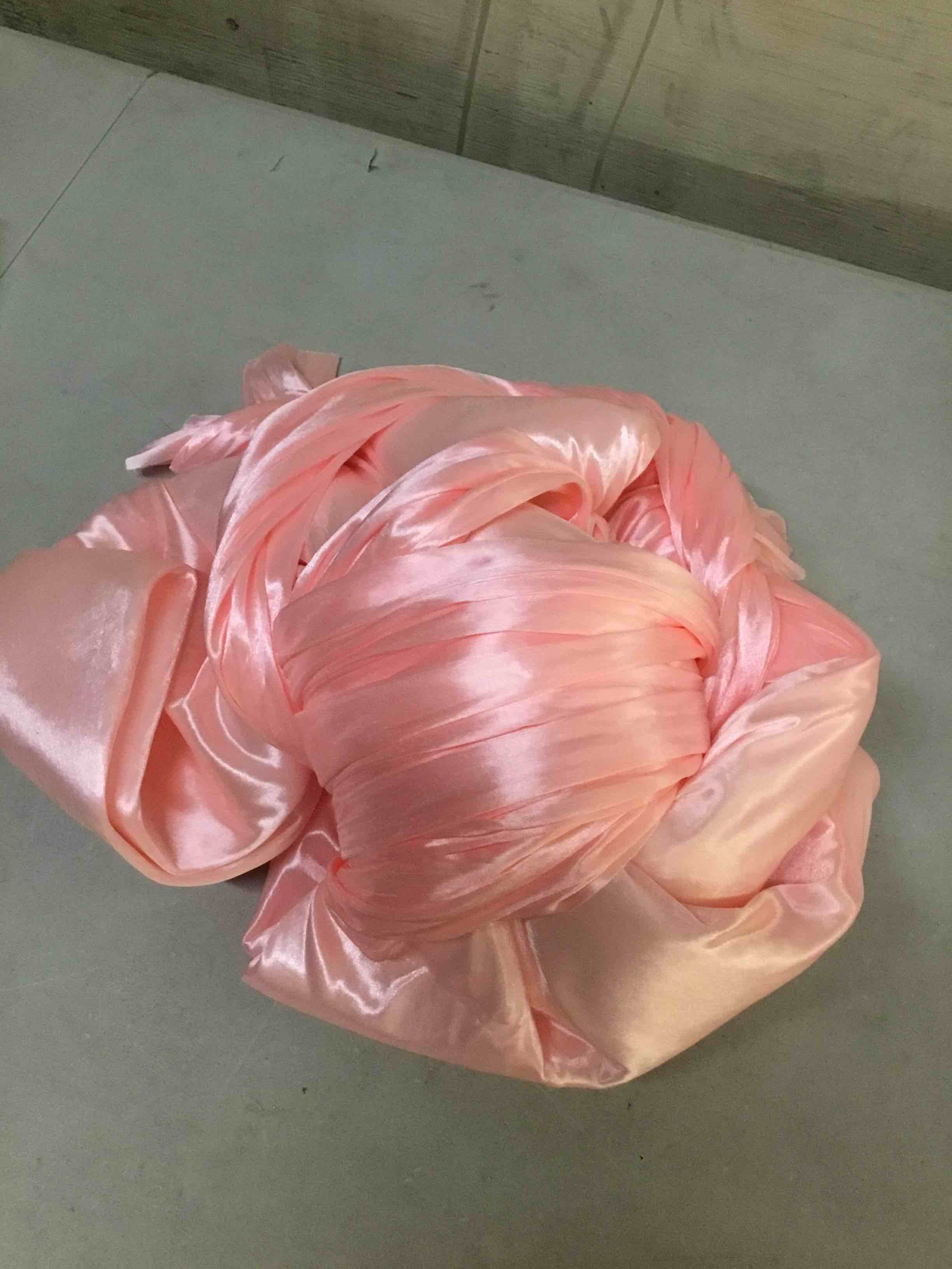 Condition photo showing As Is for ( incomplete bow only ) hotop giant pink bow with 100 pcs white link balloons, 31 x 181 inch large ice silk bow with long streamers coquette arch backdrop for wedding birthday baby shower graduation valentines party decor
