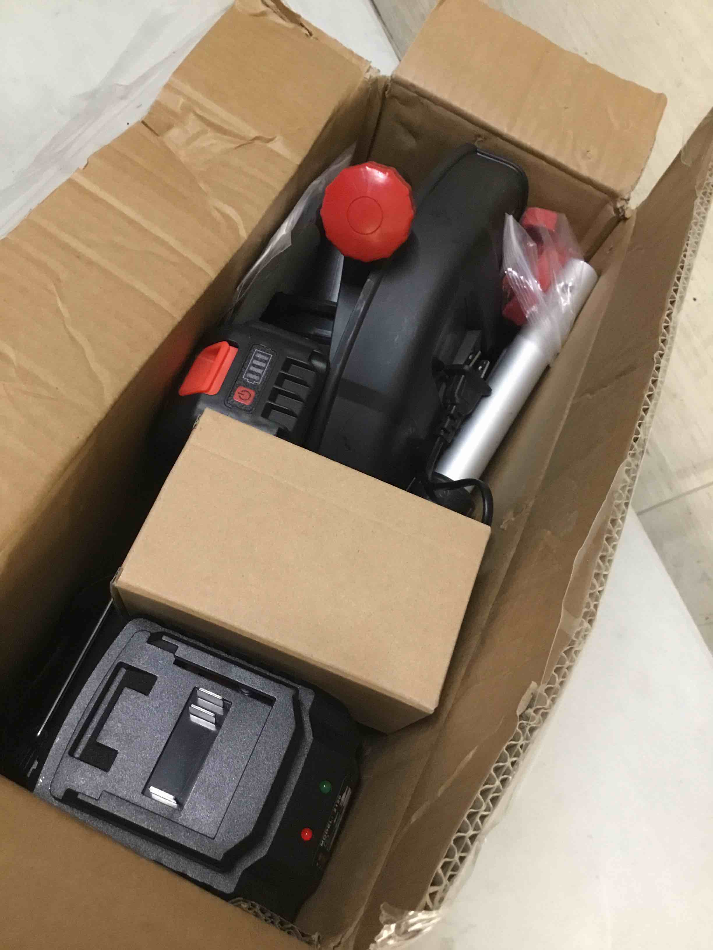 Condition photo showing As Is for mzk 20v 12'' cordless string trimmer, grass trimmer&edger with 8 replacement spools, battery powered weed trimmer with auto line feed for garden, lawn(2 * 2ah battery and charger included),st12d07