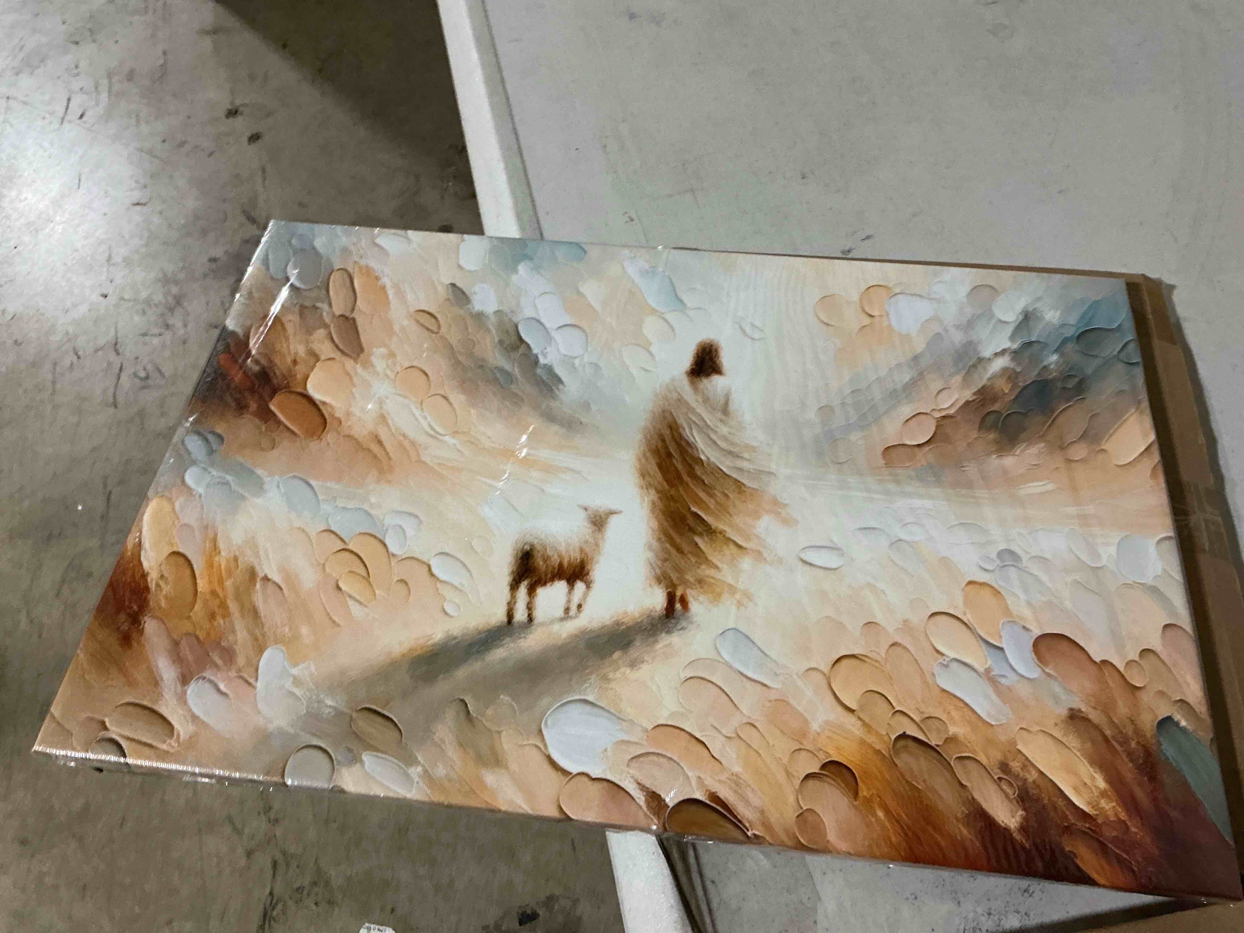 Condition photo showing New/Like New for jesus leaves the 99 sheep canvas wall art christian jesus god savior wall decor picture lamb lost sheep poster print painting for living room bedroom church decoration ready to hang jesus leaves  24"l x 16"w-canvas