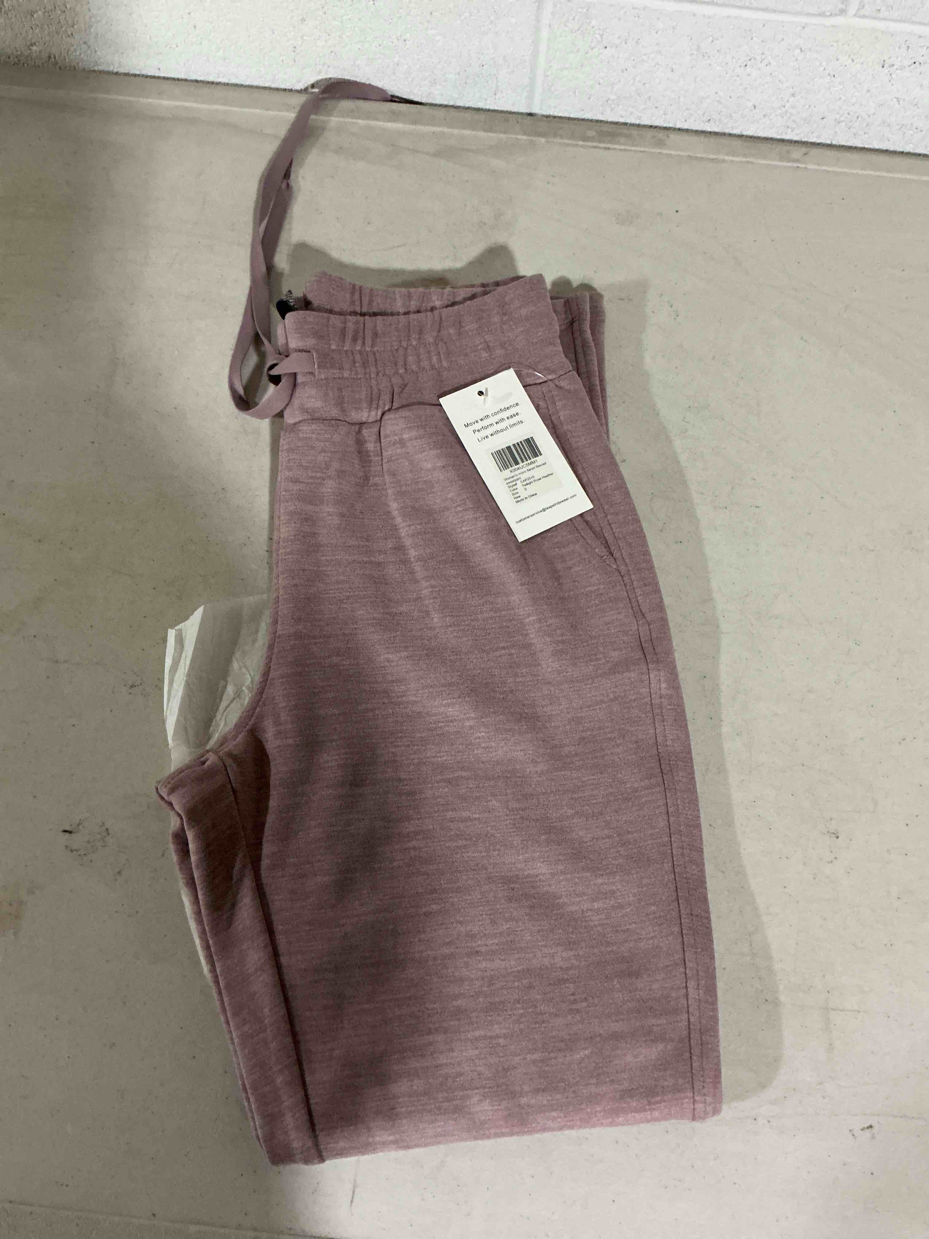 Condition photo showing New/Like New for women's micro flared fleeced sweatpants - elastic waist drawstring, warm fleece for winter daily wear twilight rose heather heather,  small size ( similar stock photo)