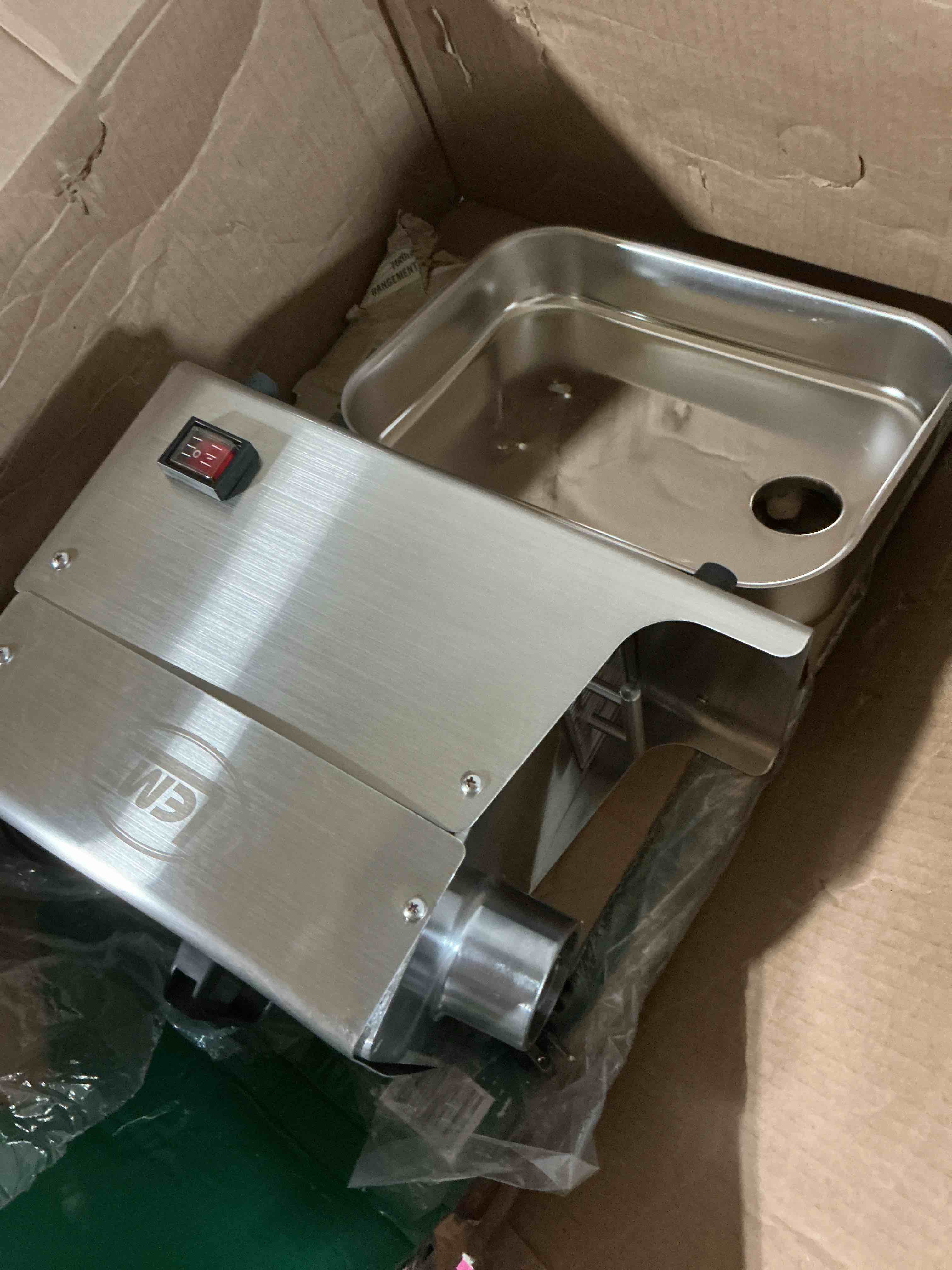 Condition photo showing As Is for lem products bigbite #8 meat grinder, 0.50 hp stainless steel electric meat grinder machine, ideal for regular use grinder #8