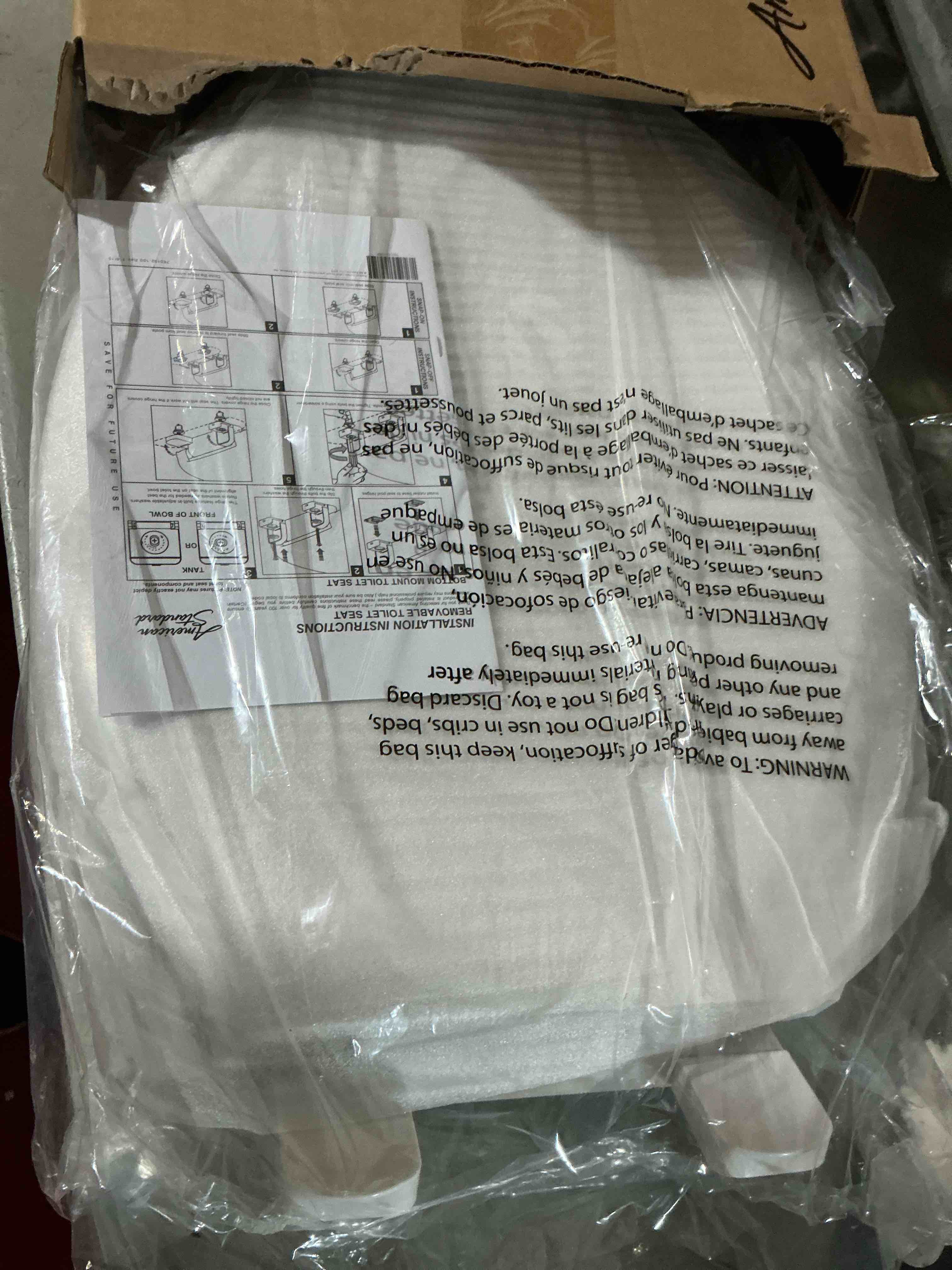Condition photo showing As Is for american standard 5321a65ct.020 champion slow-close elongated toilet seat, white transitional white