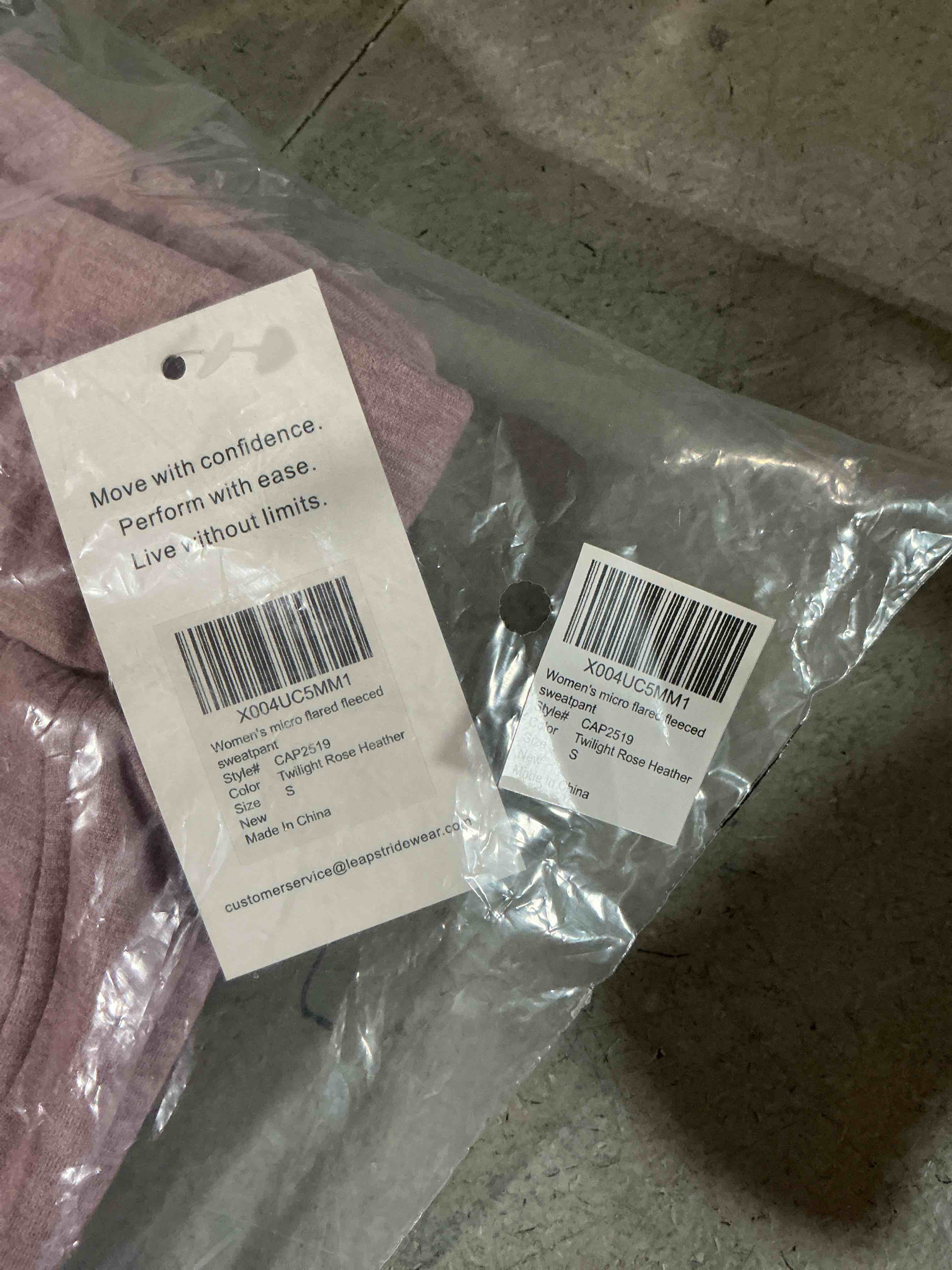 Condition photo showing New/Like New for women's micro flared fleeced sweatpants - elastic waist drawstring, warm fleece for winter daily wear twilight rose heather  small