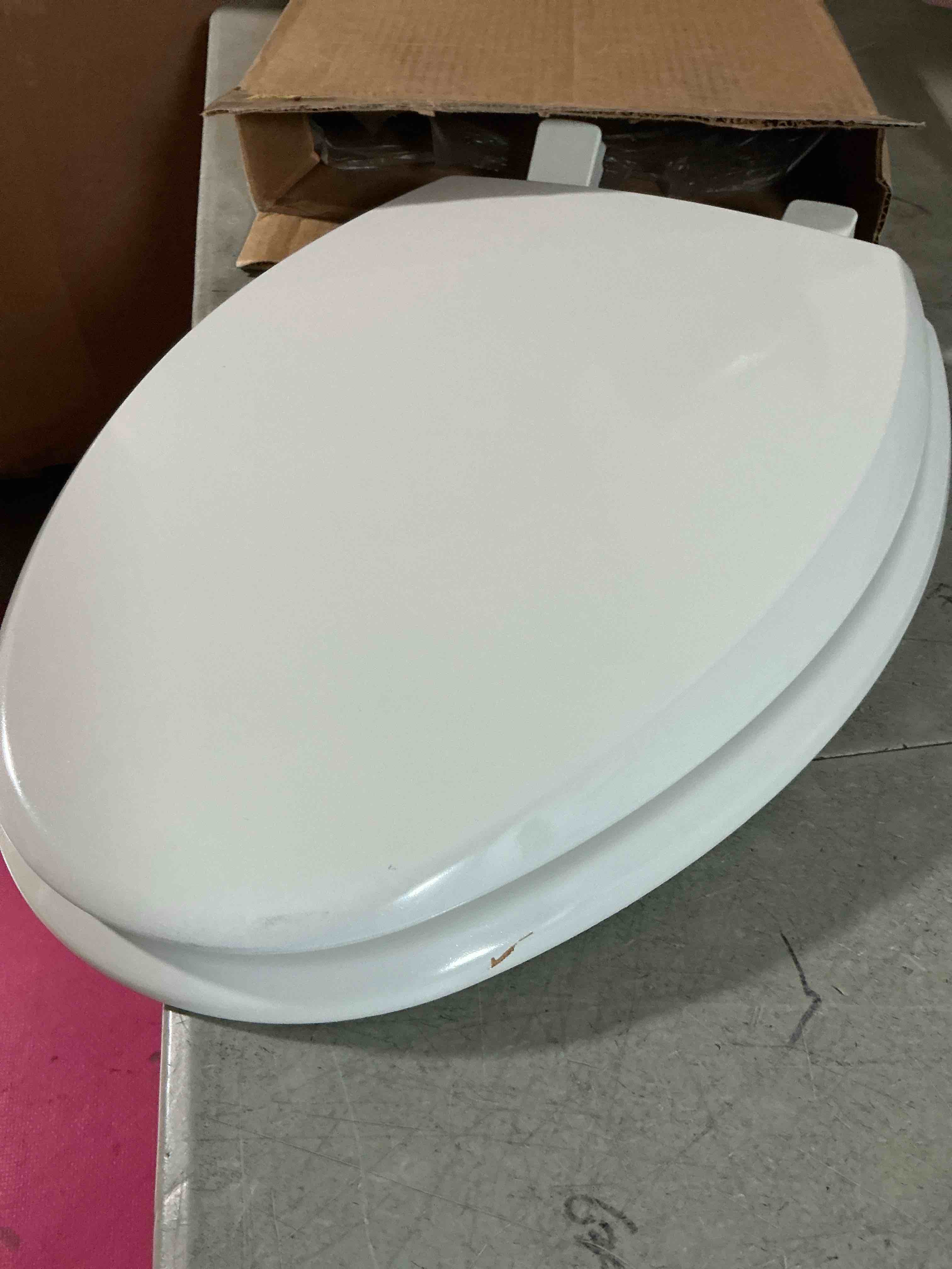 Condition photo showing As Is for little2big toilet seat with built-in toddler potty training seat, slow close, easy to install, made in usa, round, white