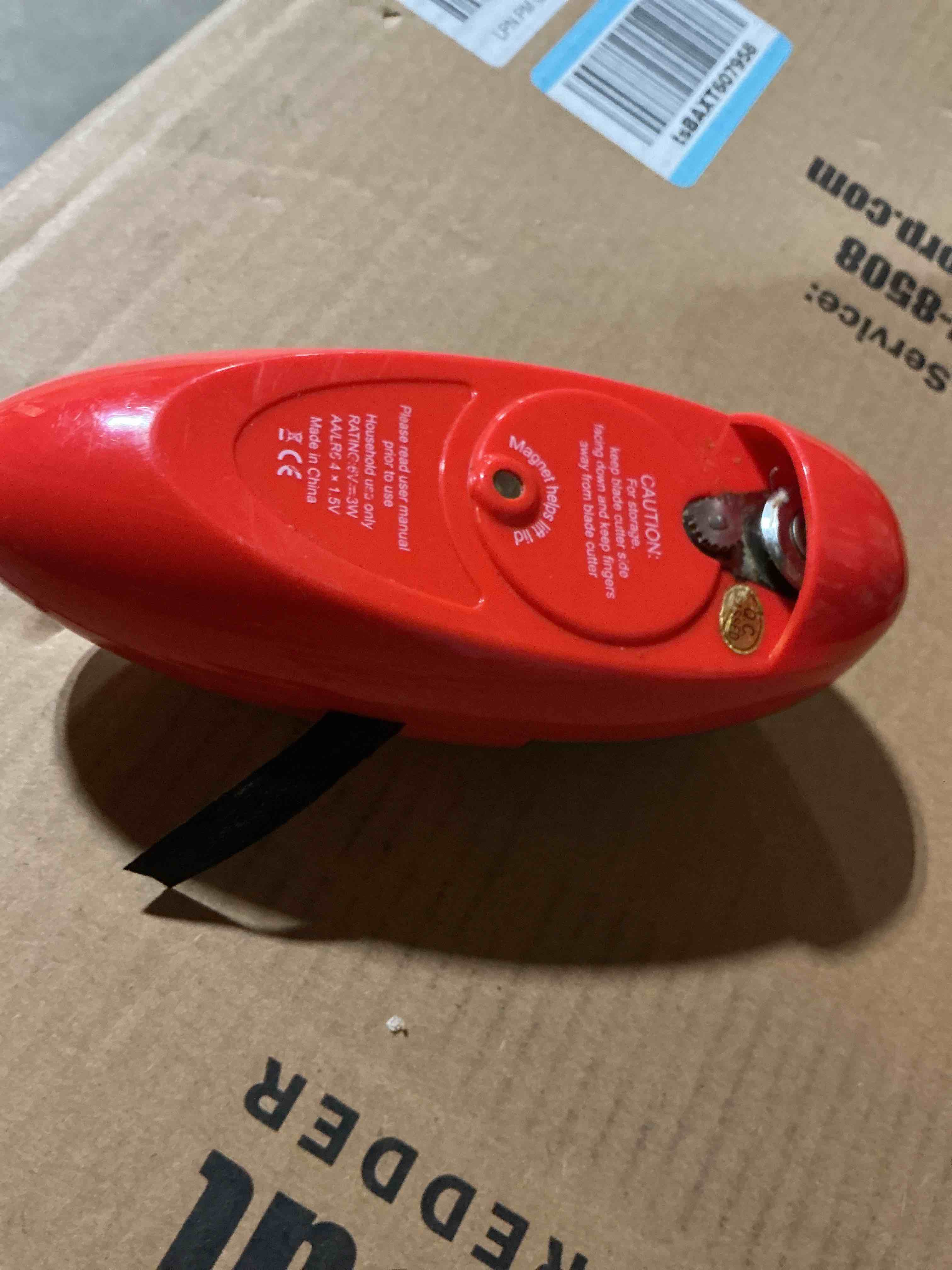 Condition photo showing As Is for mueller home smoothedge?auto can opener electric - battery?operated with magnet lid lifter - portable hands?free one touch can opener for seniors & arthritis, red kitchen accessories