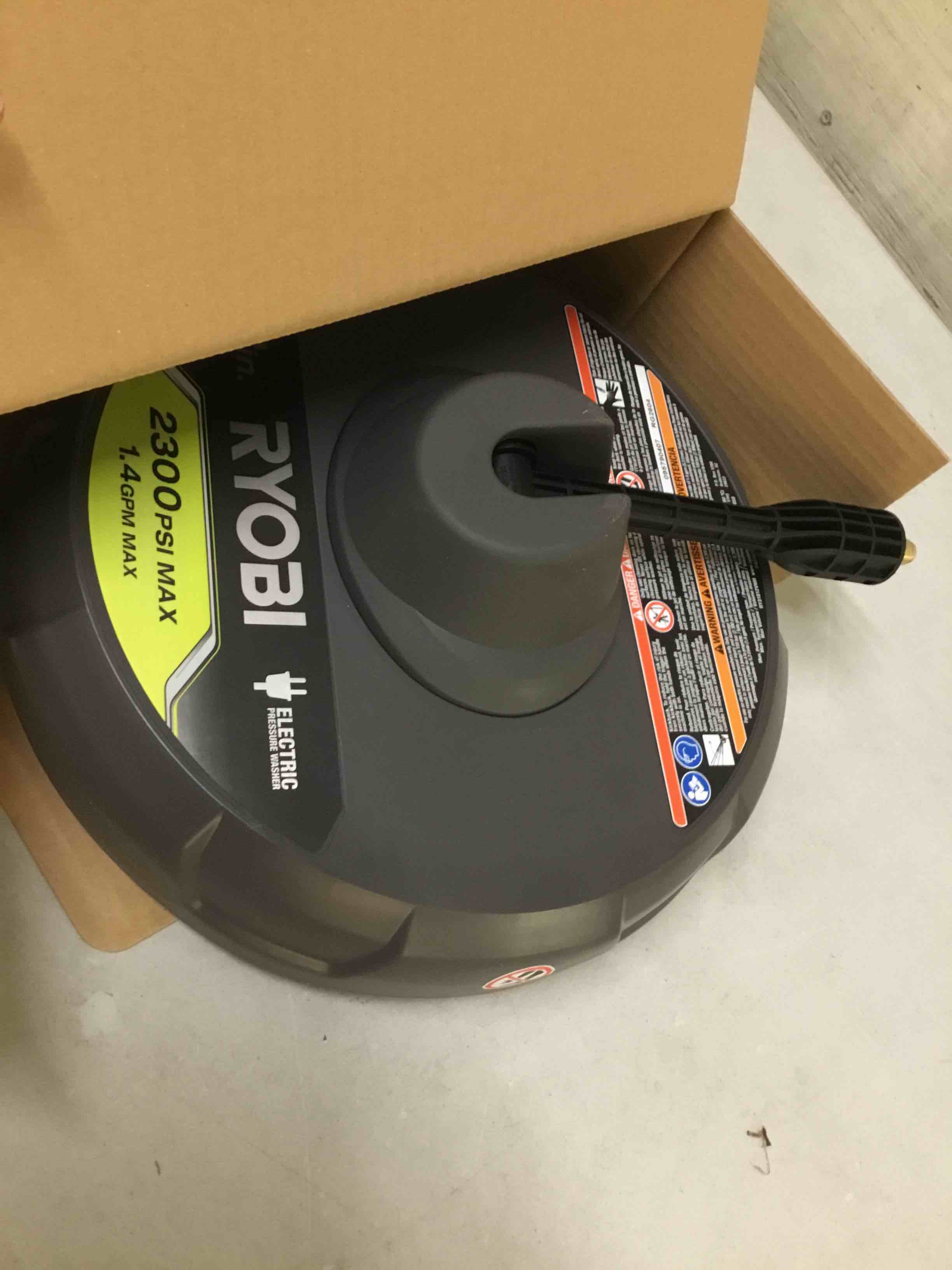 Condition photo showing As Is for 12 in. 2,300 psi electric pressure washers surface cleaner