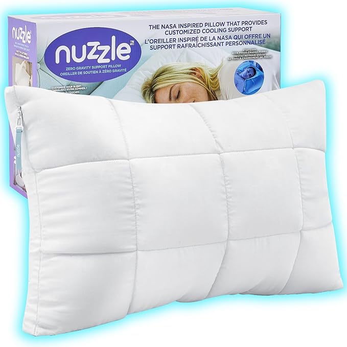nuzzle adjustable firm pillow , luxury standard size bed pillow hotel collection - best adjust height soft cooling pillow for back, stomach or side sleepers - home gifts