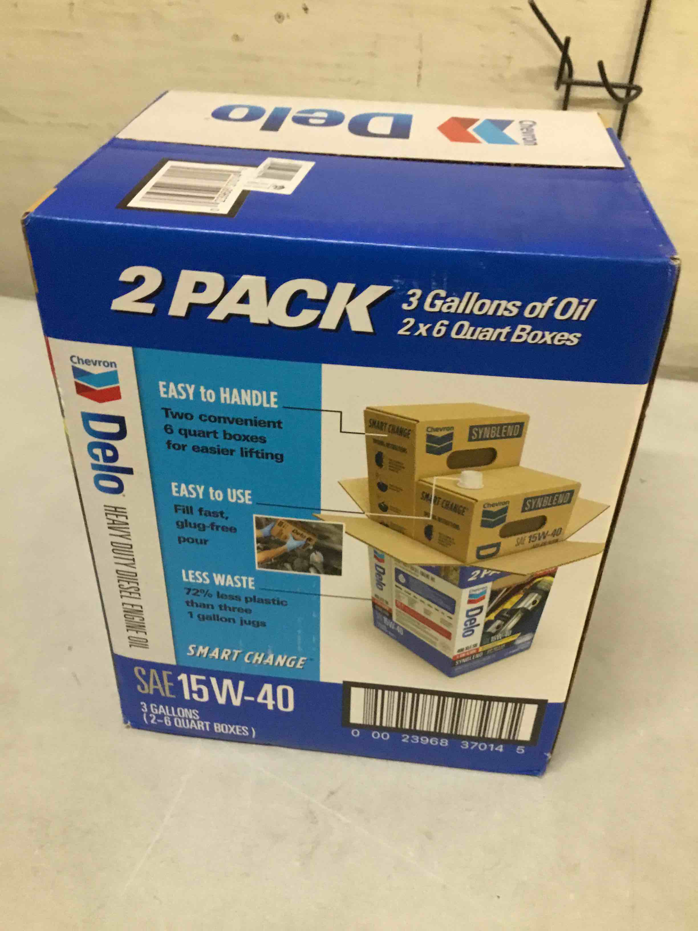Condition photo showing New/Like New for delo xle sb synthetic blend diesel motor oil sae 15w-40 3 gallon smart change
