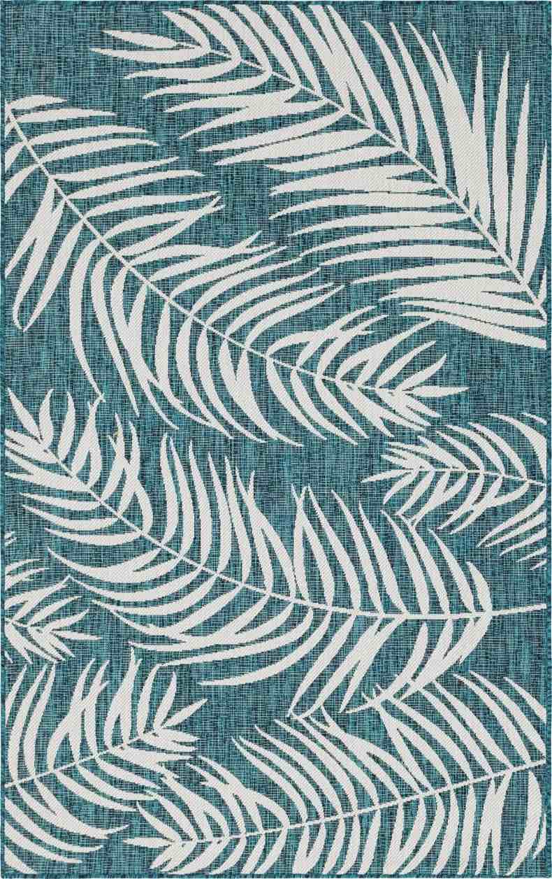 unique loom outdoor botanical  5'3"X8'0" BLUE