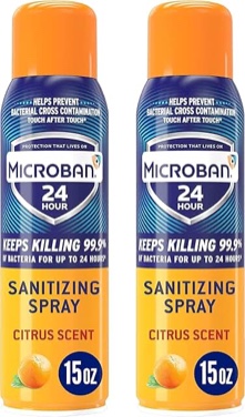 Microban Microban 24 Hour Disinfectant Sanitizing Spray, Citrus Scent, 2 Count, 15 fl oz Each, 2 Cou