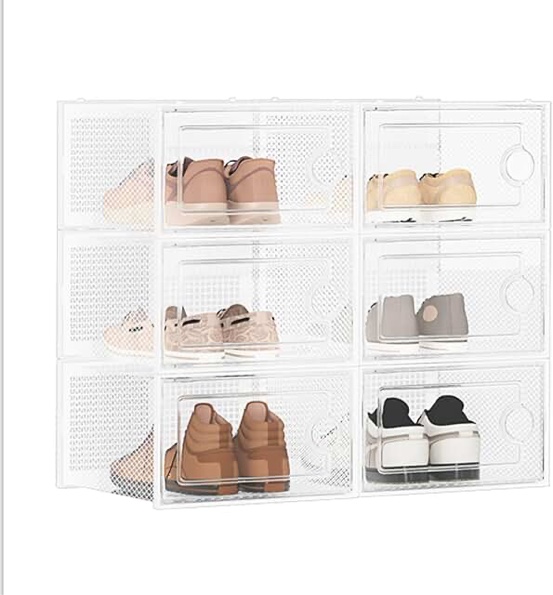 6PCS shoebox, plastic white Clear