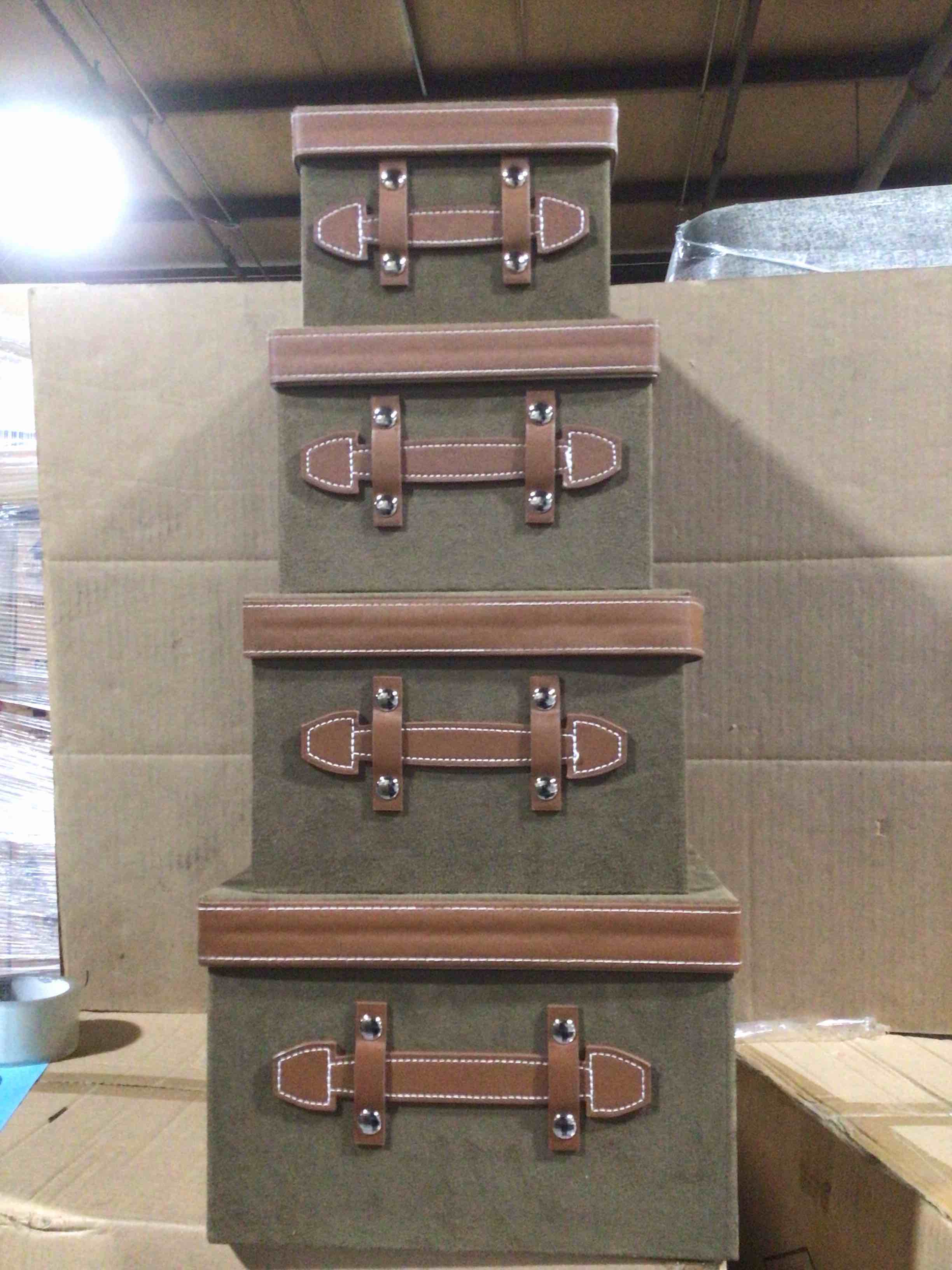 Package of 4 Suede Storage Box different sizes brown color