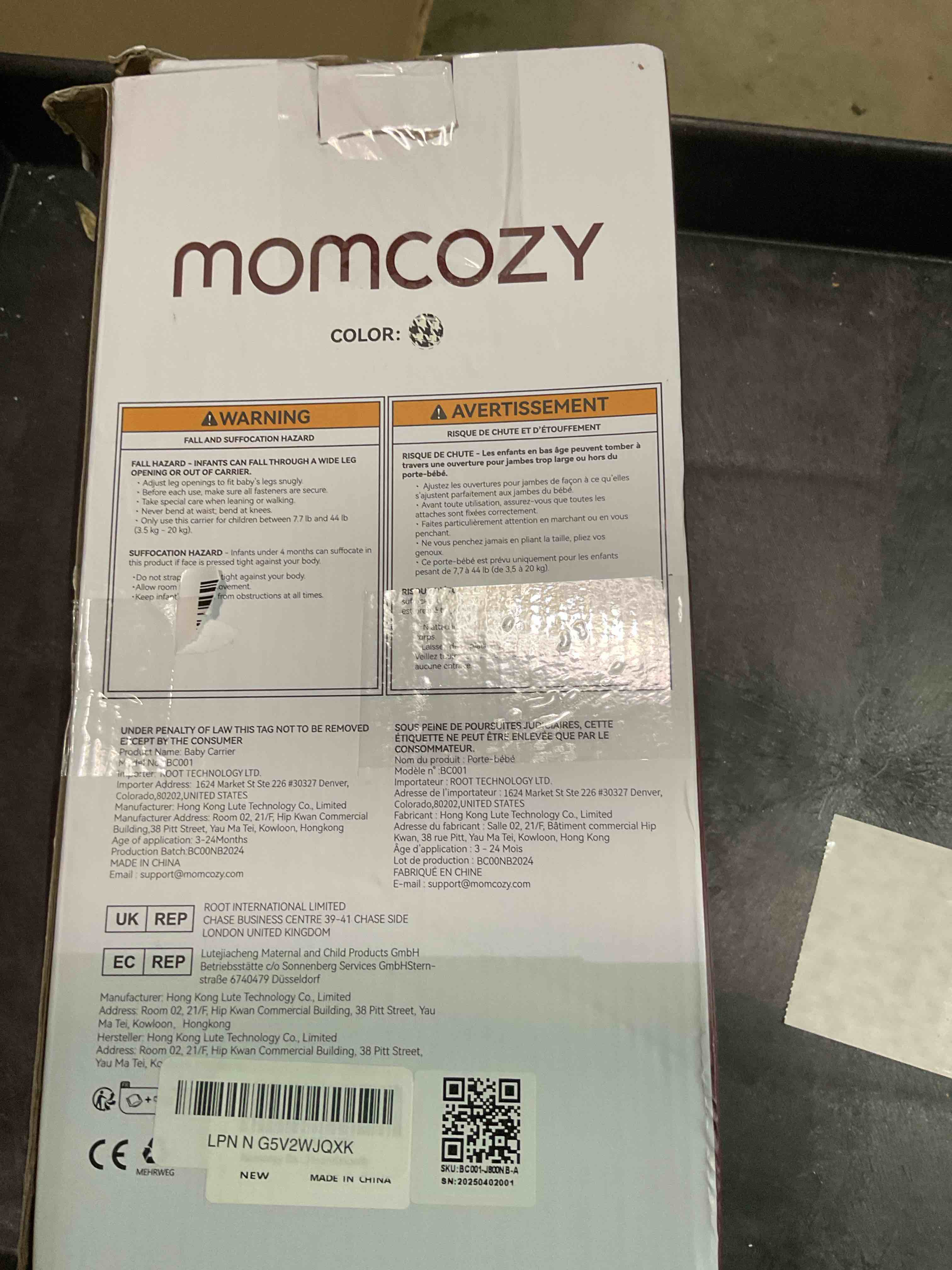Condition photo showing Good Condition for Momcozy Baby Carrier - Ergonomic, Cozy and Lightweight Carrier for 7-44lbs, Effortless to Put On, Ideal for Hands-Free Parenting, Enhanced Lumbar Support, Houndstooth Cotton-Houndstooth