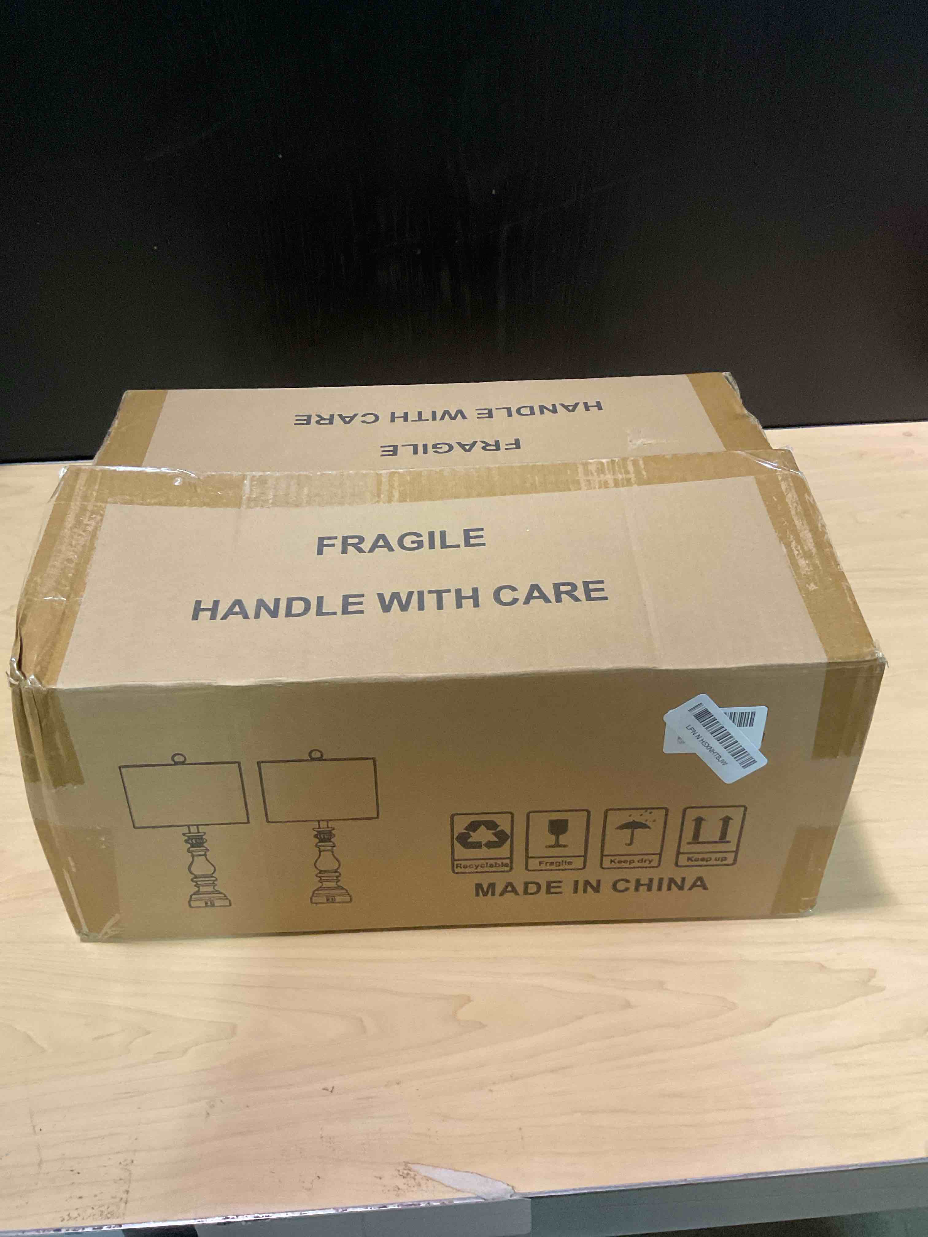 Condition photo showing As Is for Farmhouse Bedside Lamps Set of 2 Bedroom Lamps for Nightstand with USB A+C Ports, 28” Rustic Vintage Table Lamps for Living Room with Rotary Switch - Bulb Not Included Farmhouse Lamps-White