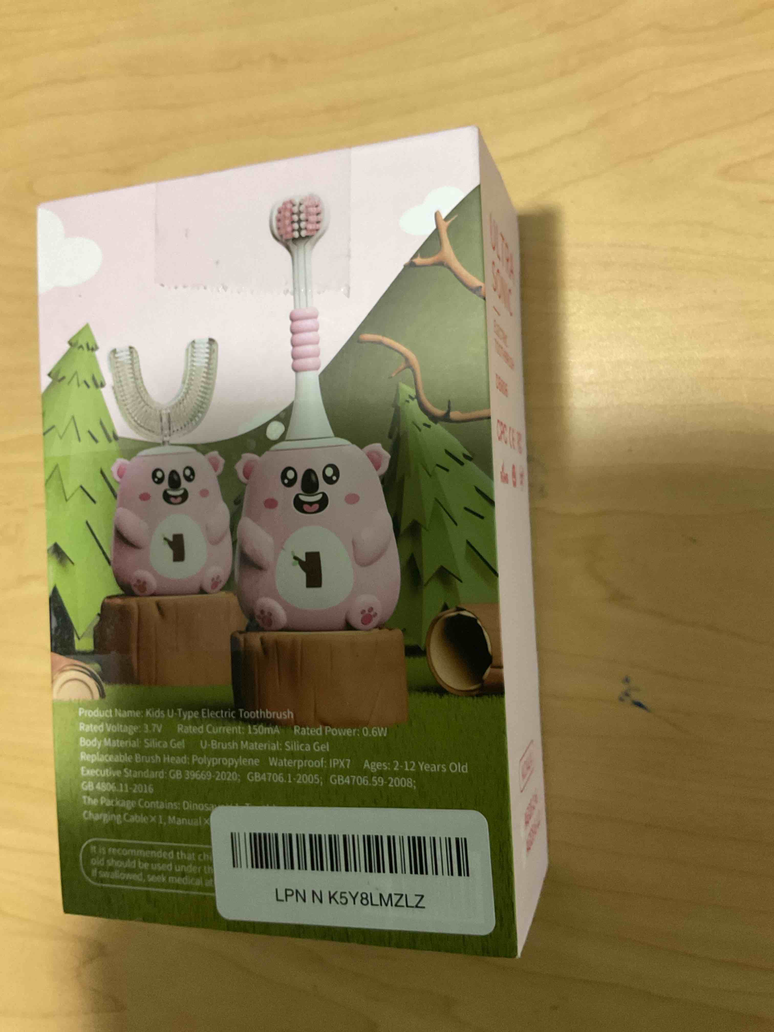 Condition photo showing New/Like New for Kids U Shaped Electric Toothbrush, Automatic 360° Sonic Cleaning, 6 Modes, 4 Brush Heads, Cute Cartoon Koala Design (2-6 Age (Pink))