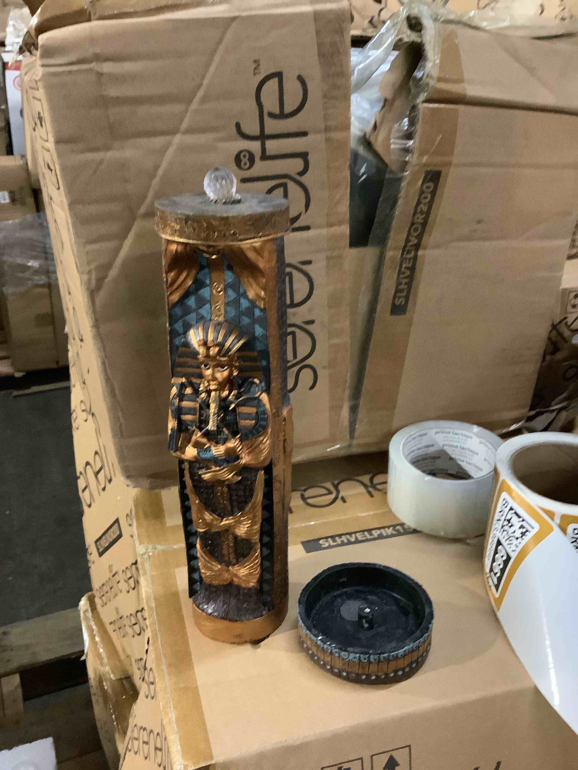 Egyptian Incense Holder for Sticks, Coffin Incense Holder Collectible Egyptian Aroma Scent Burner, King TUT Icons of Ancient Egypt Sarcophagus Wall Sculptures Statue, Egyptians Decor Gold
