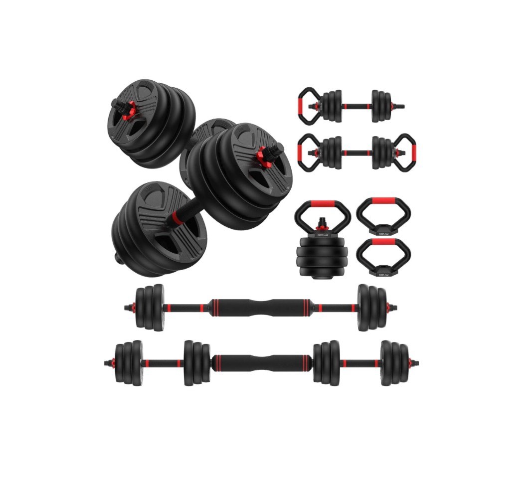 70lbs Free Weight Set with Connector, 5 in1 Dumbbells Set Used as Barbell, Kettlebells, Push up Stand, Fitness Exercises for Home Gym Suitable Men/Women