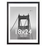 Meframe 18x24 Wooden Picture Frame, Matted to 16x20 Wall Poster Frame, Black