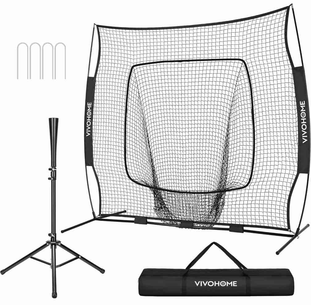 Condition photo showing New/Like New for specstar 7x7ft baseball softball practice net with strike zone target tee and carry bag