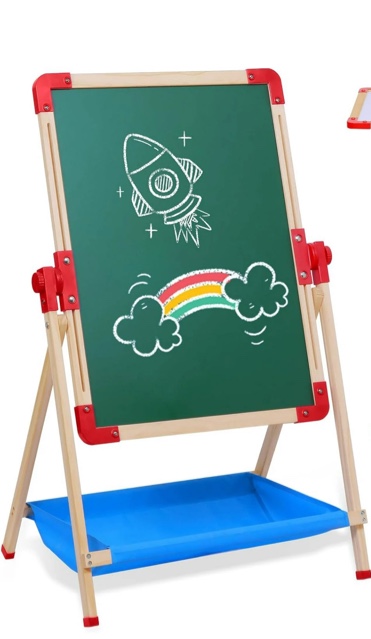 Art Easel for Kids Magnetic Wooden 18.9"x25.2" Double Sided Standing Toddlers Chalkboard - 360°Rotating Easel for Toddler Christmas Birthday Gift for 2-6 Years