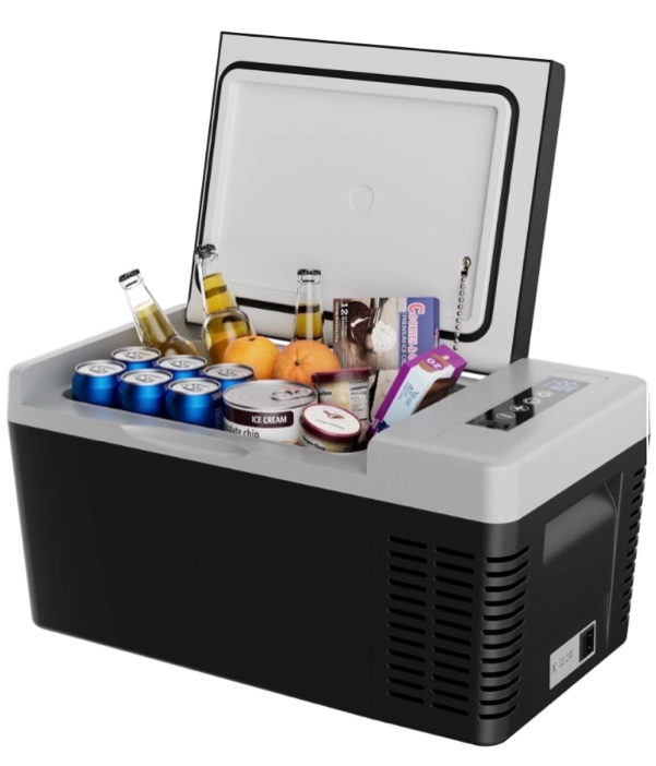 Simzlife 12 Volt 19QT(18L) Portable Car Refrigerator, -4?~50?, 12/24V DC & 110-240V AC, Mini Fridge for RV Camping, Travel, Truck, Home, Black