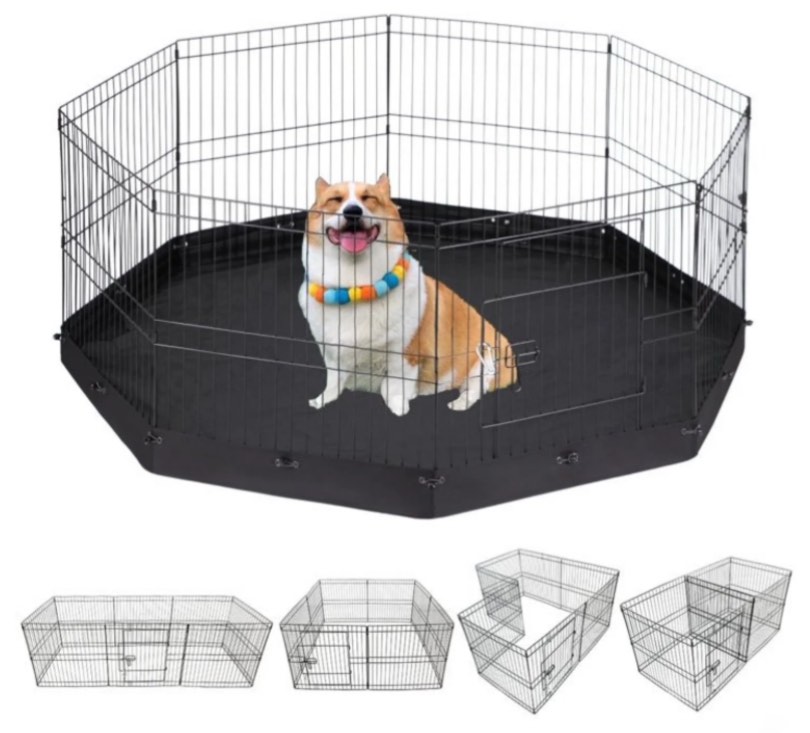 Suchown 24'' High Foldable Metal Playpen for Dogs with Bottom Pad