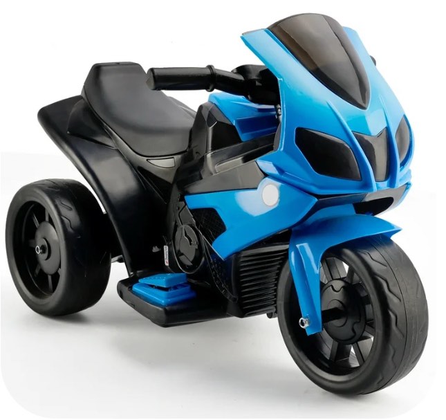 Bruce&Shark Kids Ride on Motorcycle Toy, Electric Dirtbike Three Wheels Bike with Remote Control, Music and Headlight for Toddler, Blue Stroller Substitute Pull Vehicles
