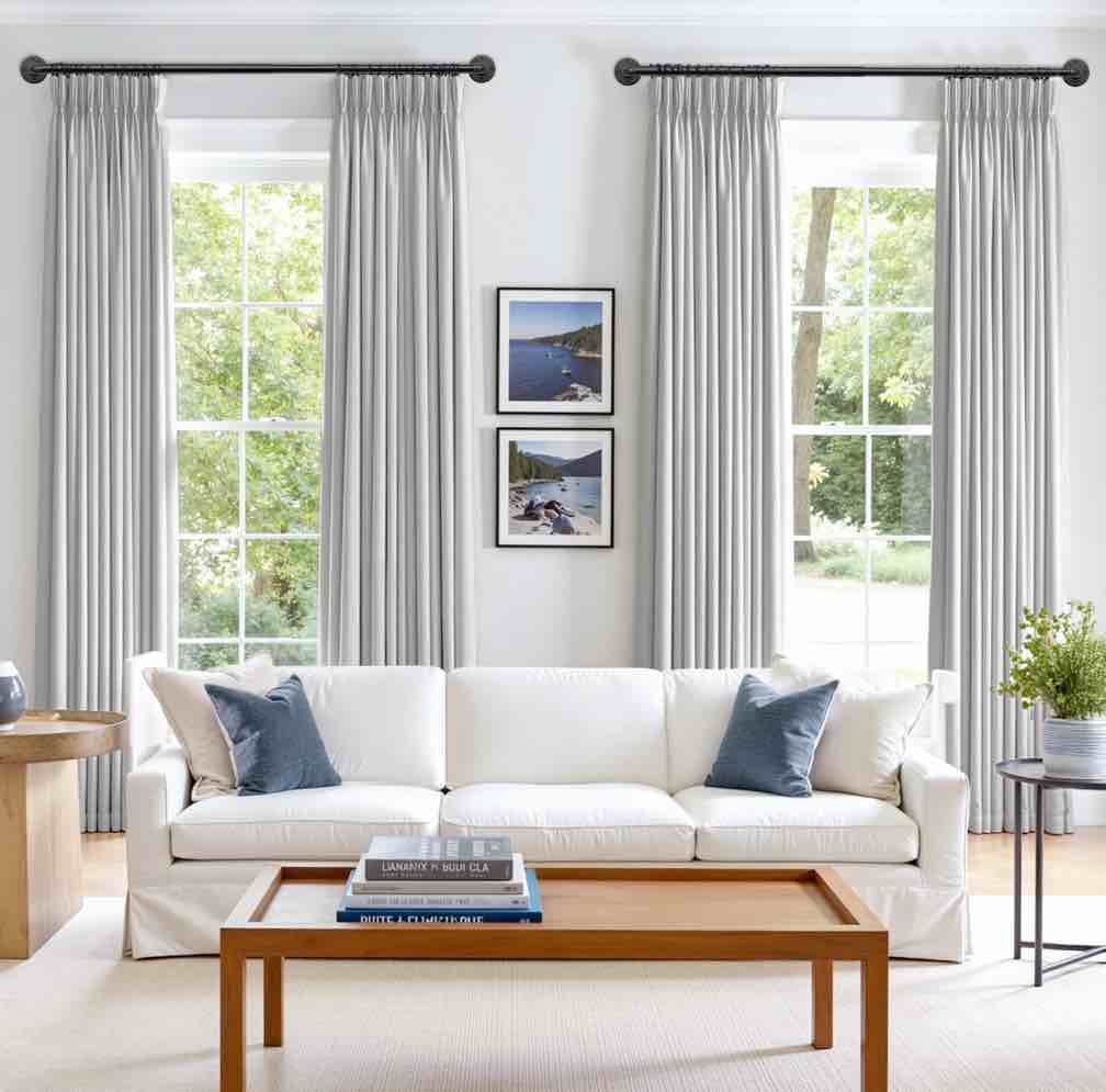 1 Inch Industrial Adjustable Curtain Rod for Windows 48 to 86 Indoor/Outdoor Pipe Wrap Around Curtain Rod