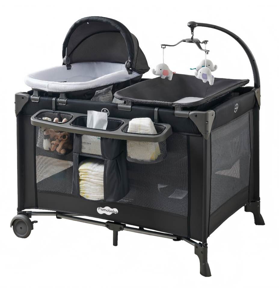 Pamo Babe 4-in-1 Baby Playard with Bassinet & Changing Table for Newborn