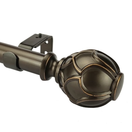 SKYPLUS LIVING 1 Inch Single Curtain Rod with Round Finial Set Adjustable 36-72 in Bronze
