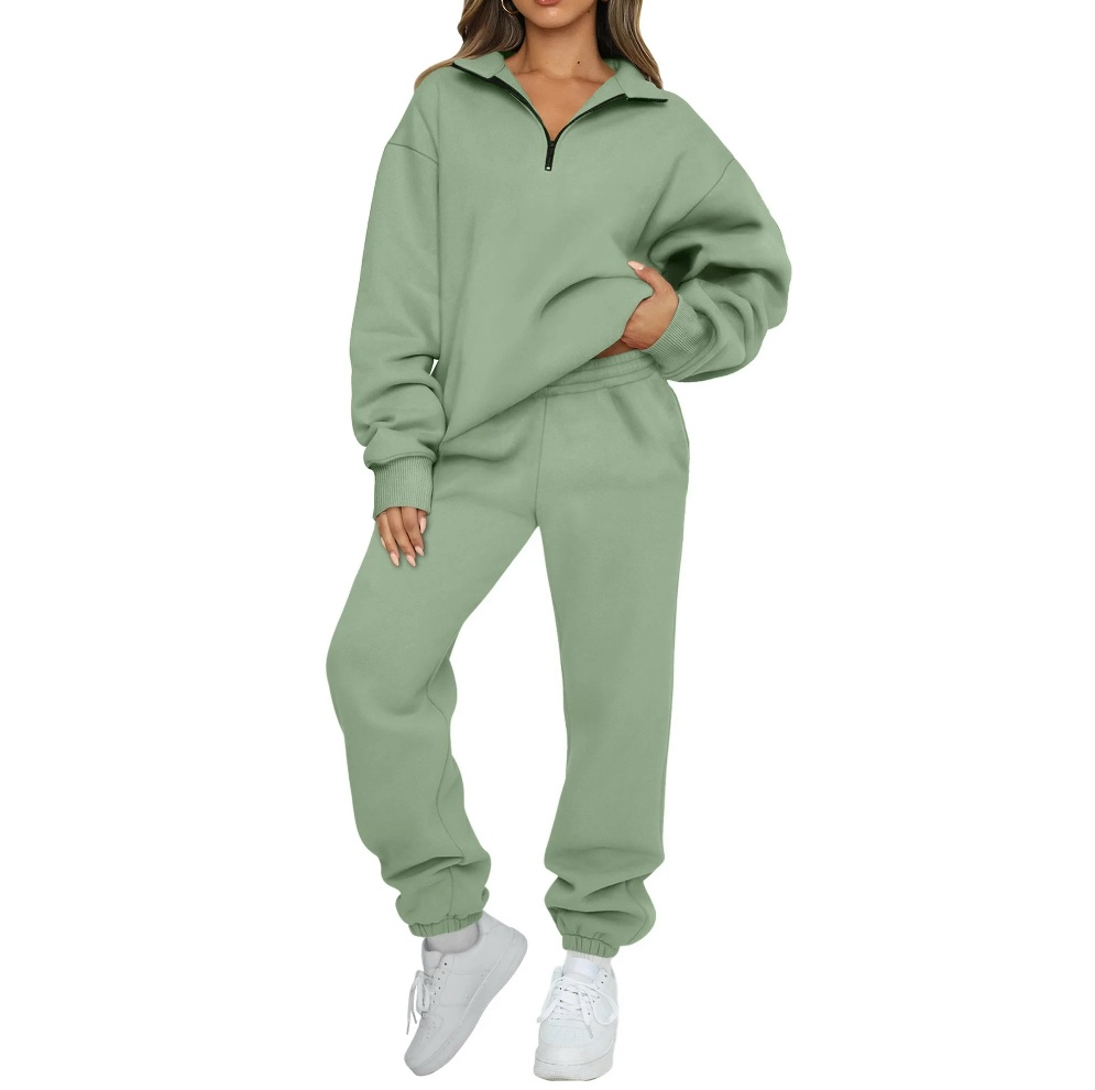 SUNBS Women's Sweatsuits 2 Piece Outfits Long Sleeve Half Zip Pullover and Baggy Sweatpants with Pockets Medium