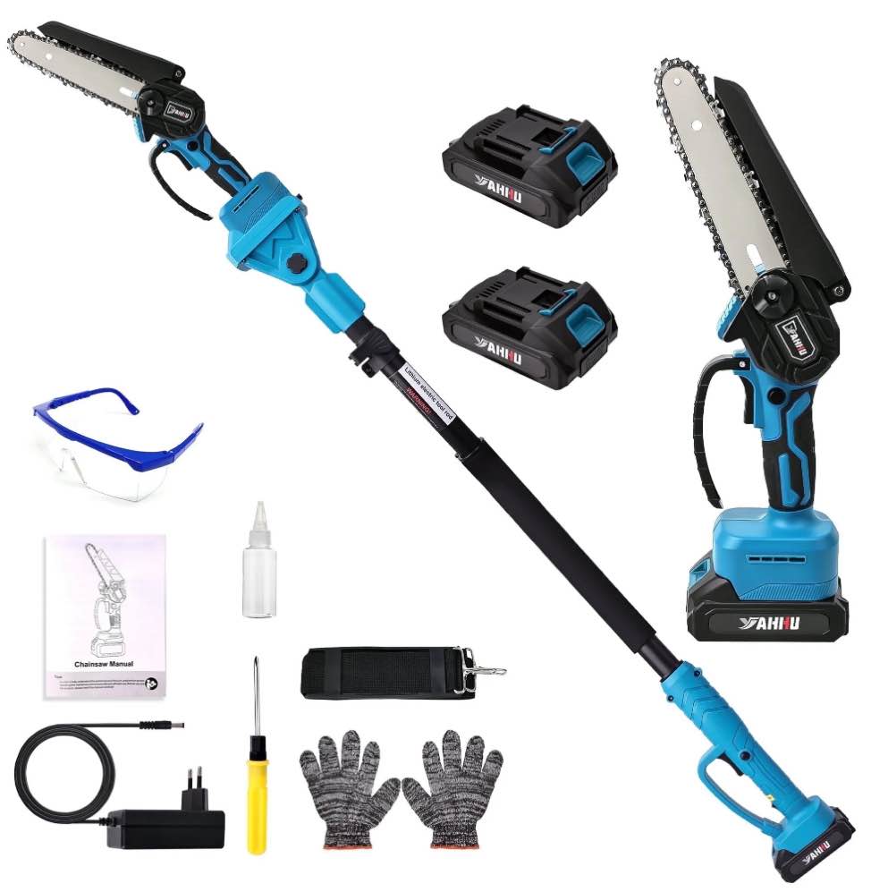 HOTREE 2 in 1 Cordless Pole Saw, 6-inch Pole Chainsaw Mini Handheld Chainsaw, 15 ft Extension Pole Saw for Effortless Tree Trimming