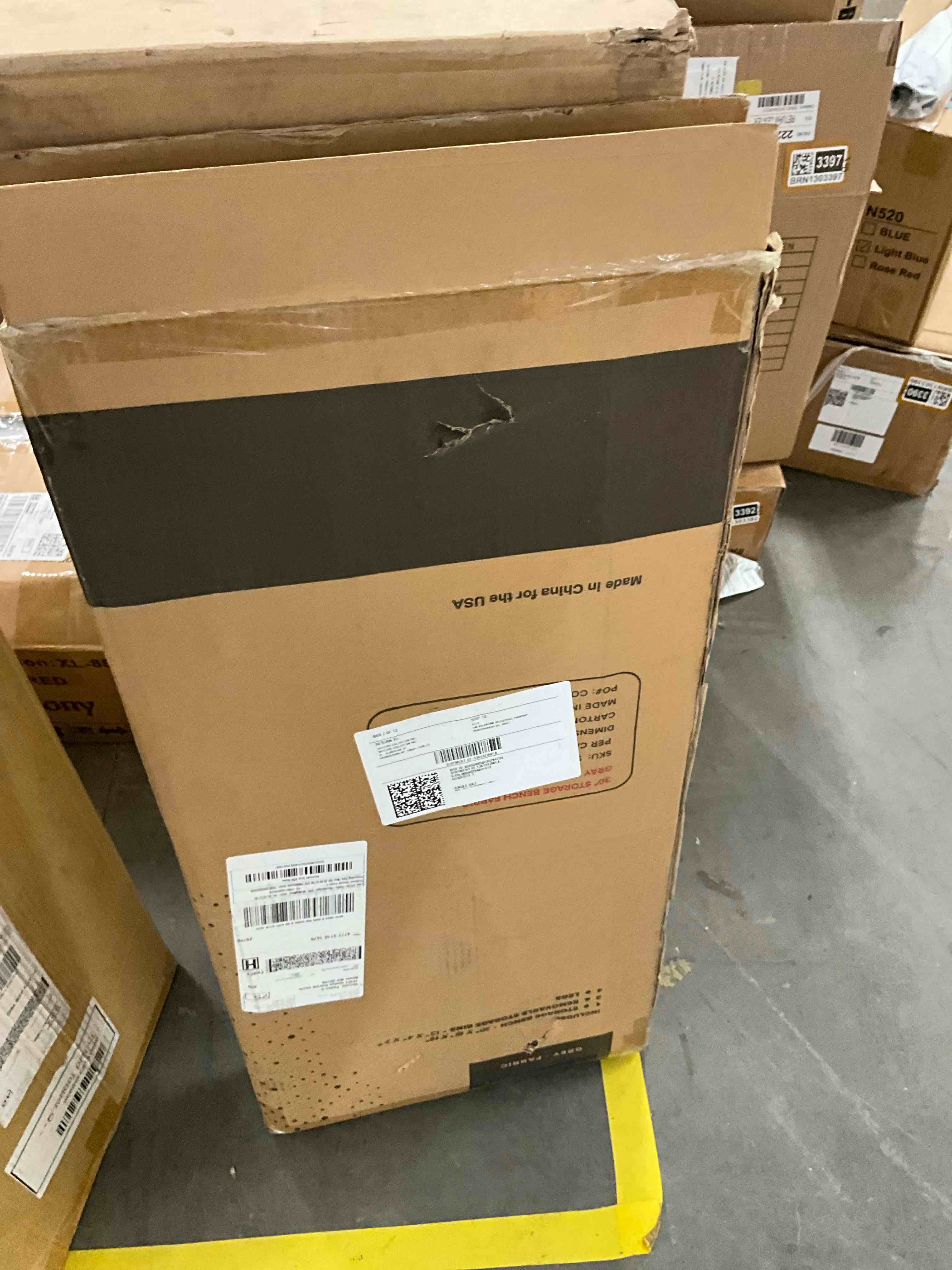 Hearth & Harbor Ottoman Storage Bench, Faux Leather 30" Storage Ottoman Bench, Black