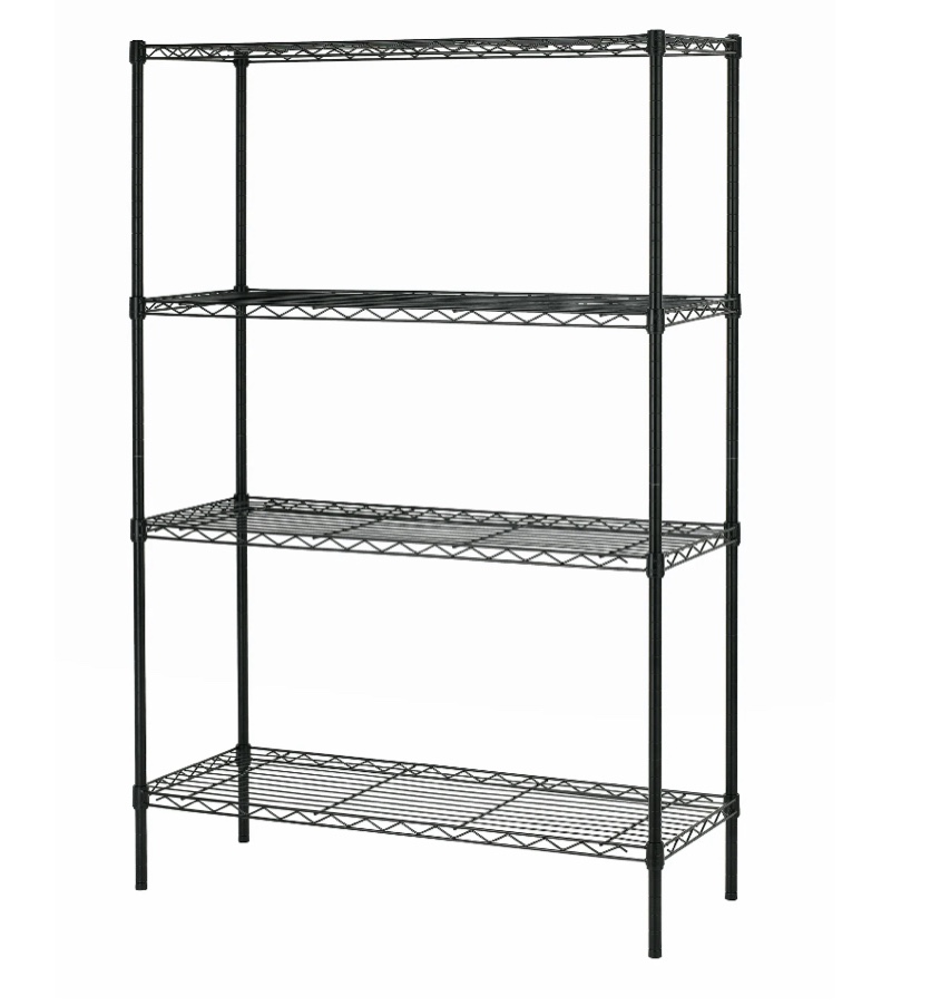 MZG 4 Tier Standing Adjustable Shelves Metal Shelving Units 11.8 D X 25.6 W X 45.5 H Kitchen Garage Storage Rack Black