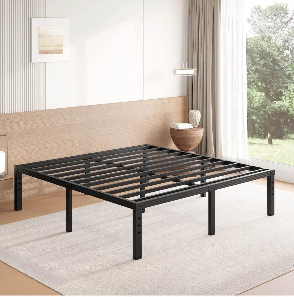FSCHOS 18 inch King Size Metal Bed Frame, Heavy Duty Metal Platform with Ample Storage Space, Sturdy Construction, No Box Spring Needed